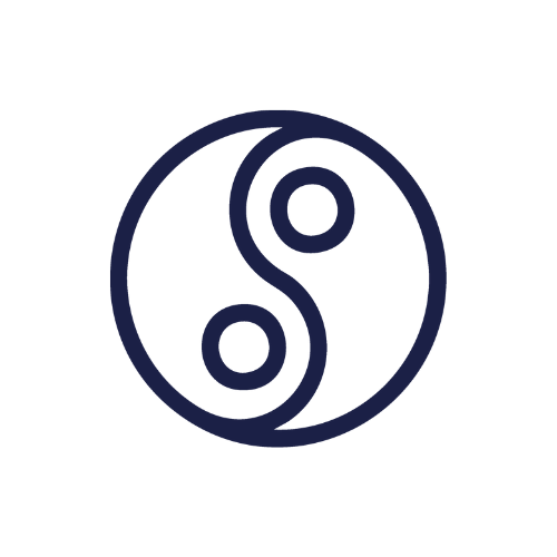 Icon of a yin-yang symbol with black and white halves and circles.