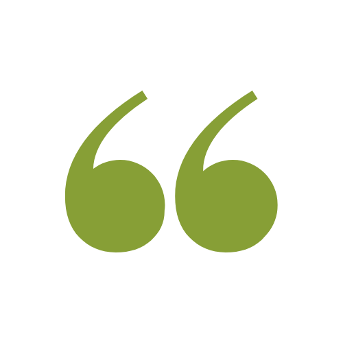 Green quotation marks on a white background.
