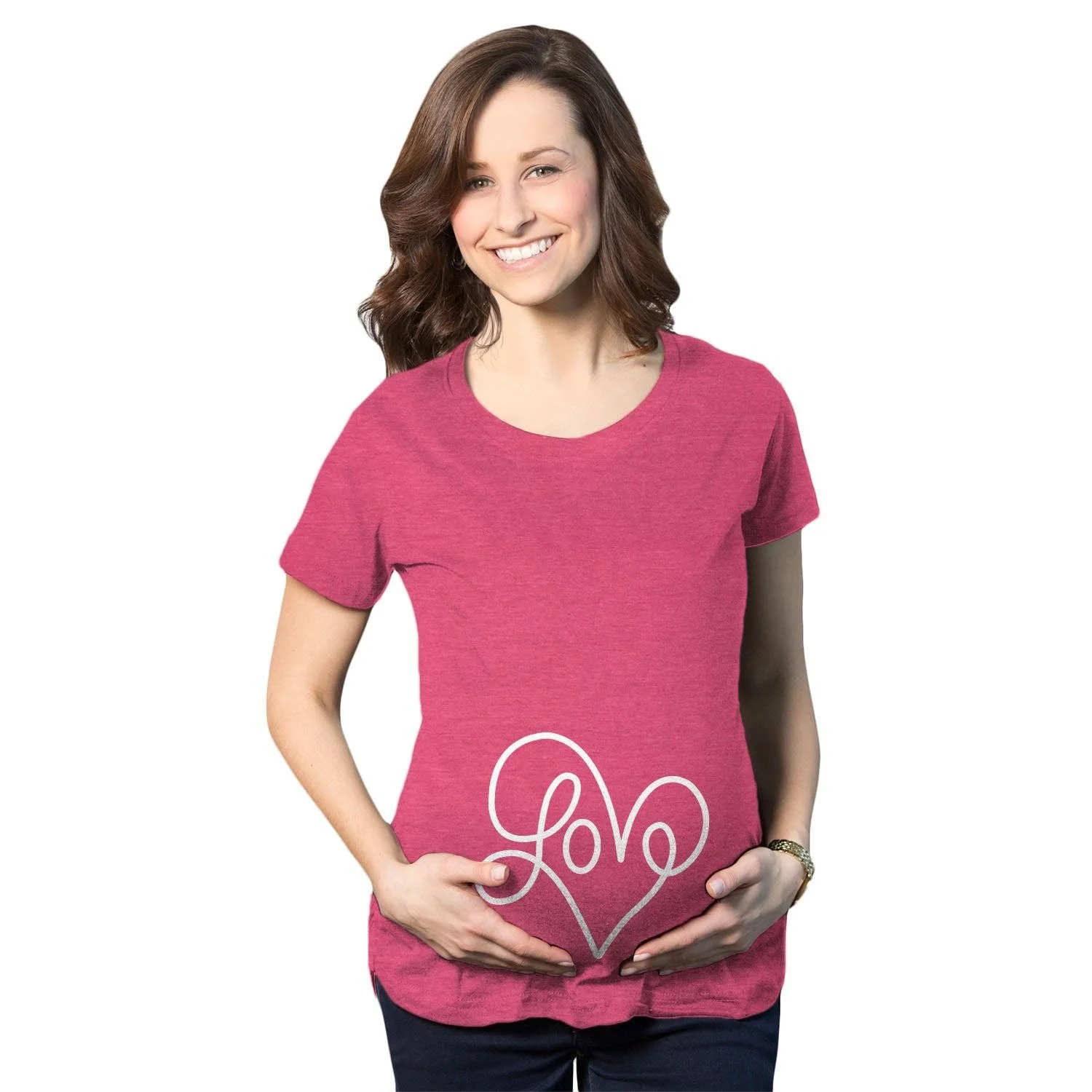 Love Script Heart Maternity Tshirt Valentine's Day Graphic