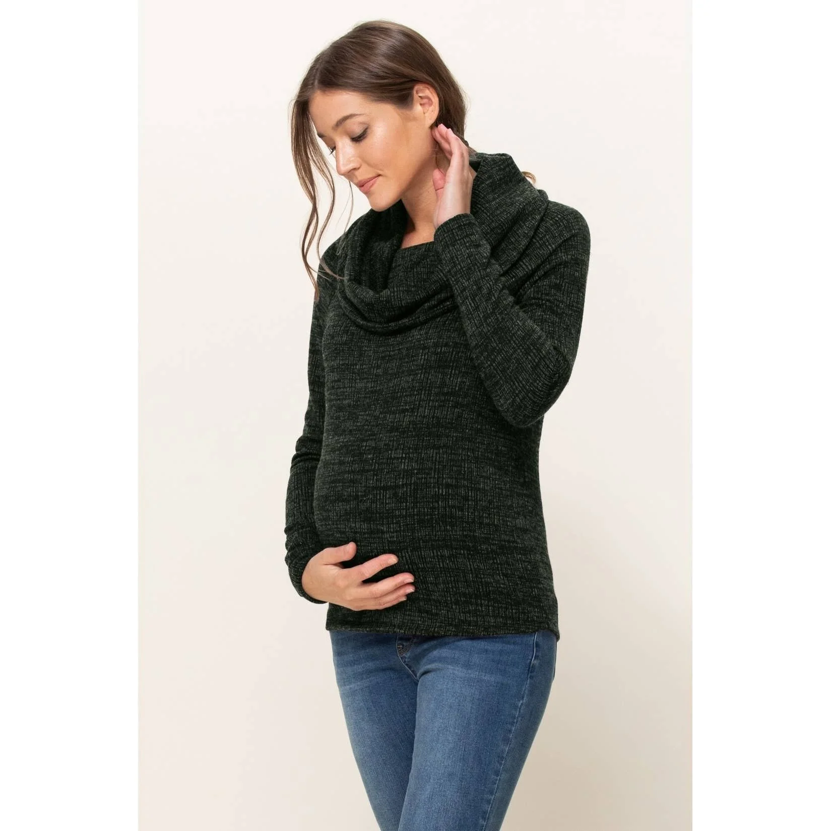 Cowl Neck Sweater Knit Maternity Top