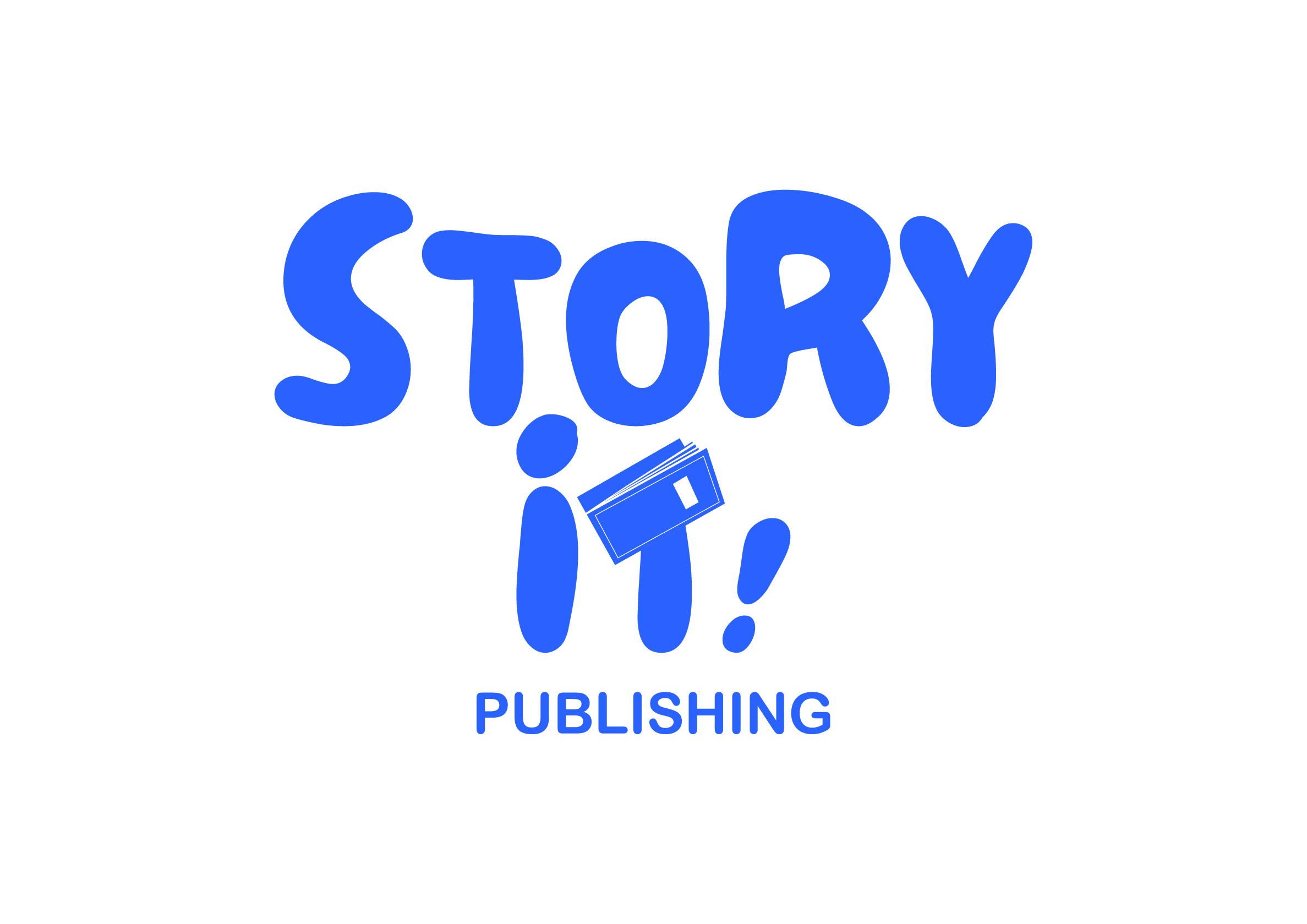 Blue logo with the words 'Story It!' and a stylized book icon, with 'Publishing' written underneath.