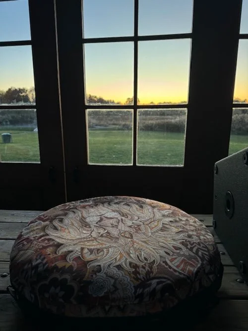 The lodge sits on over 100 acres of meadow. My drum case in foreground.