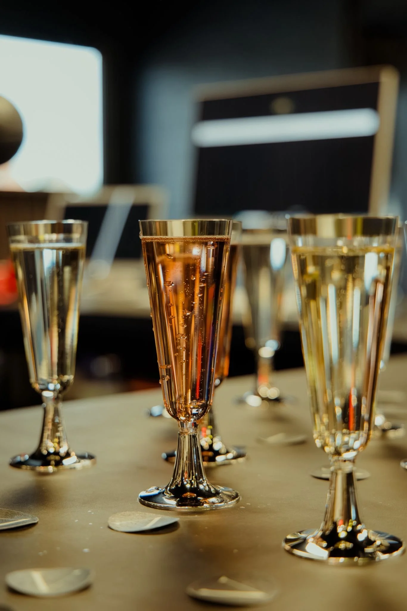 Glasses or prosecco at the grand opening of Vitalis Studios.