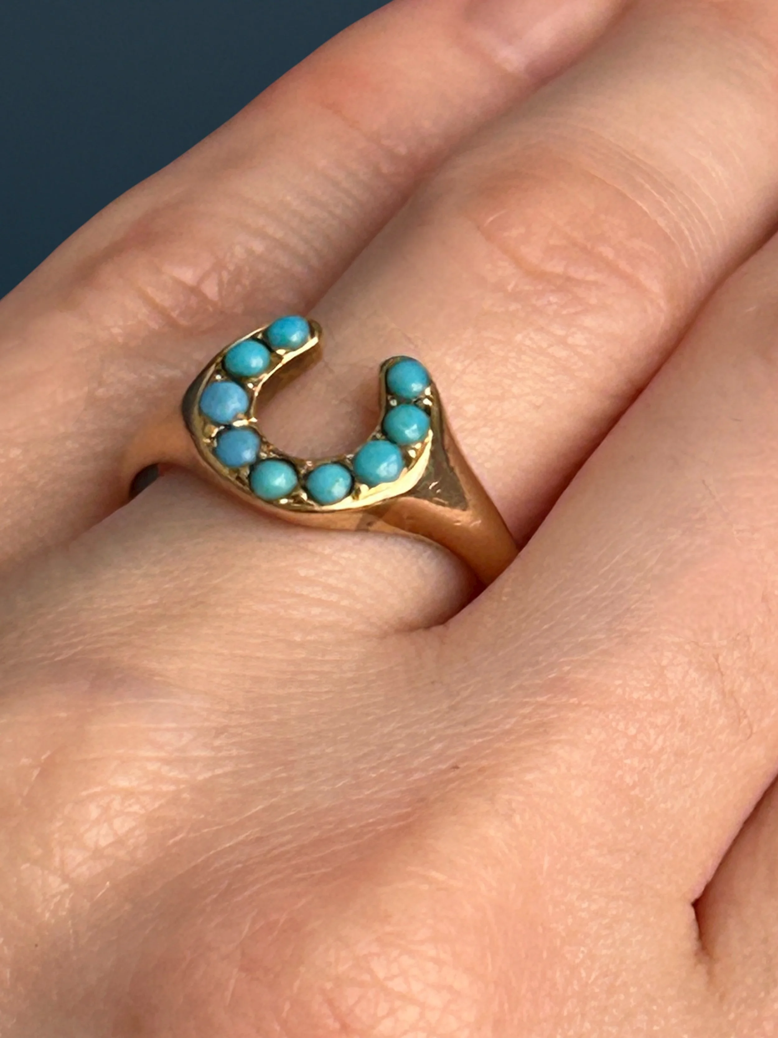 Victorian Horse shoe lucky ring 15ct gold - OLD RUBY LUCK