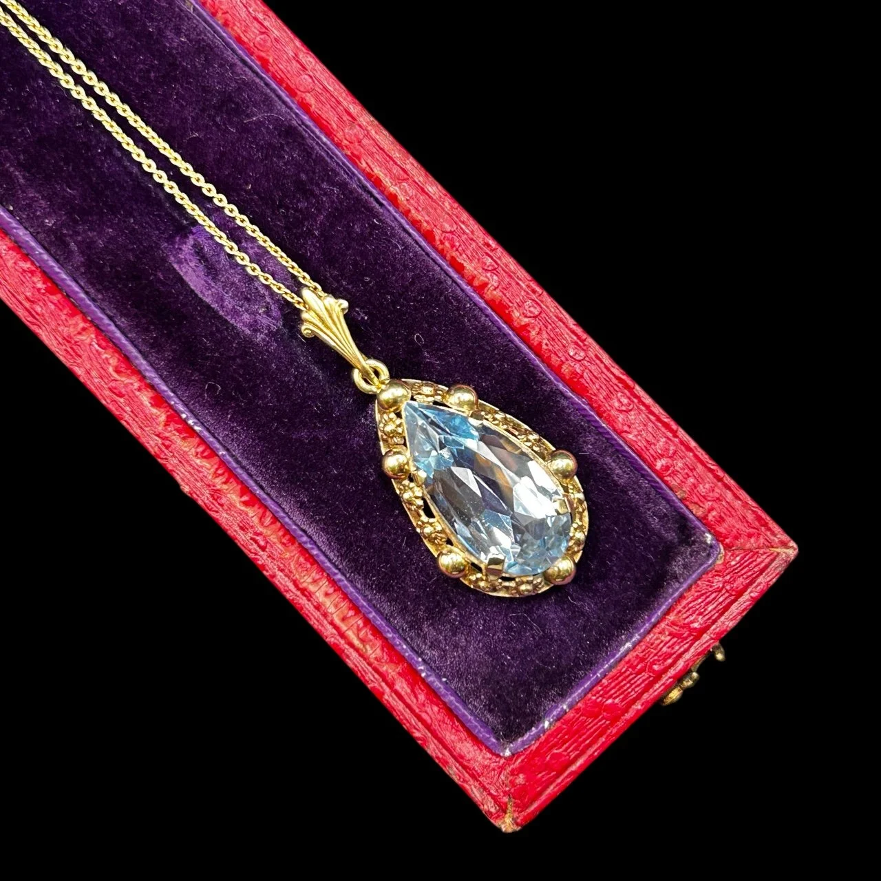 Mid-Century 14ct Gold Aquamarine Necklace