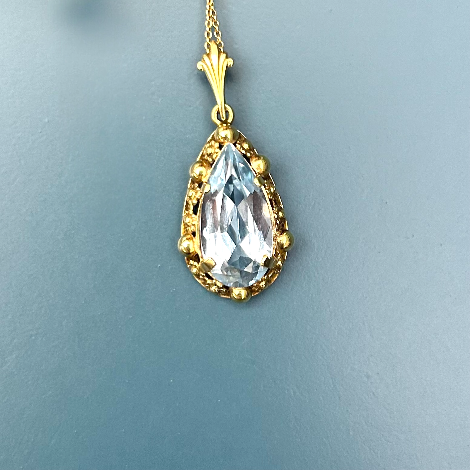 aquamarine vintage necklace 14ct