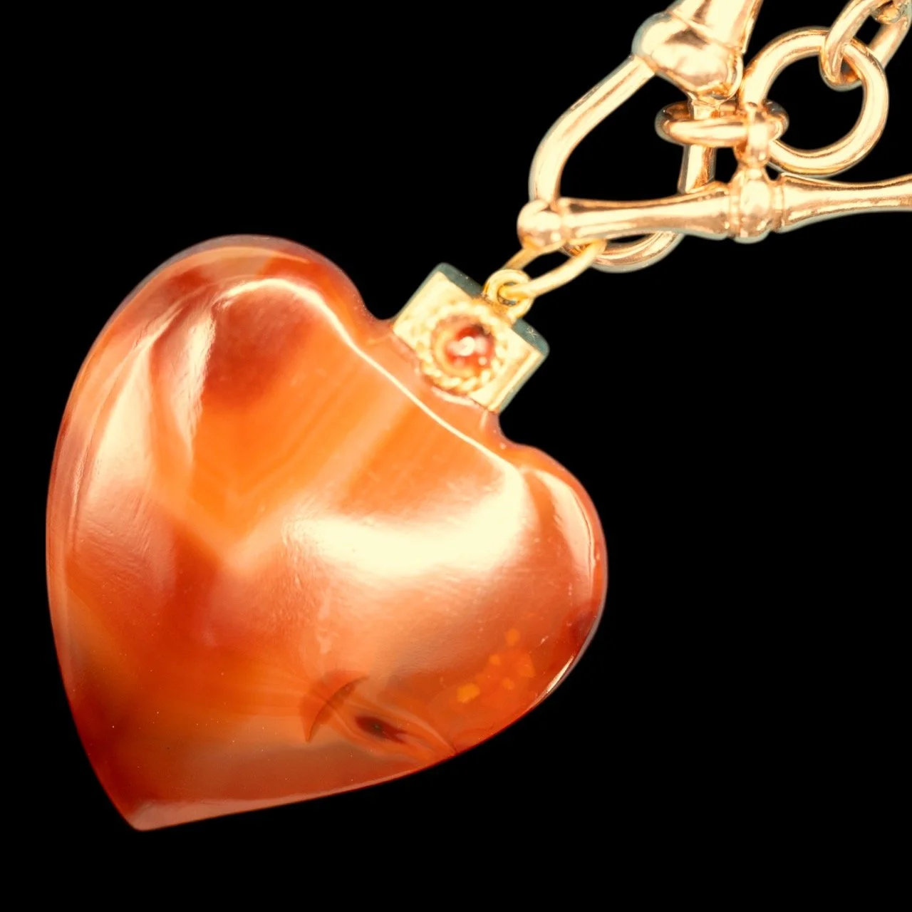 Victorian Heart Carnelian Pendant OLD RUBY LUCK