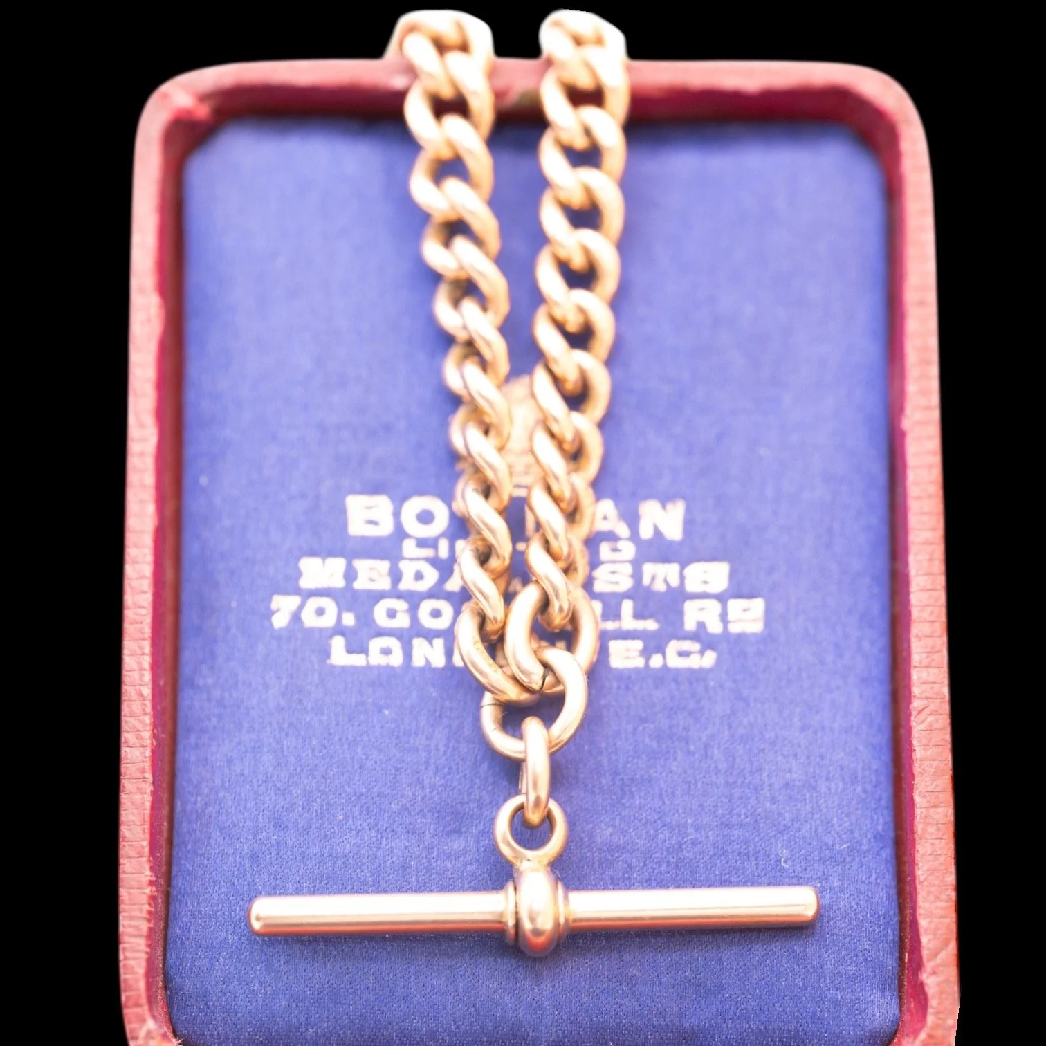 Victorian 9ct Gold Albert T-Bar Dog Clips Chain