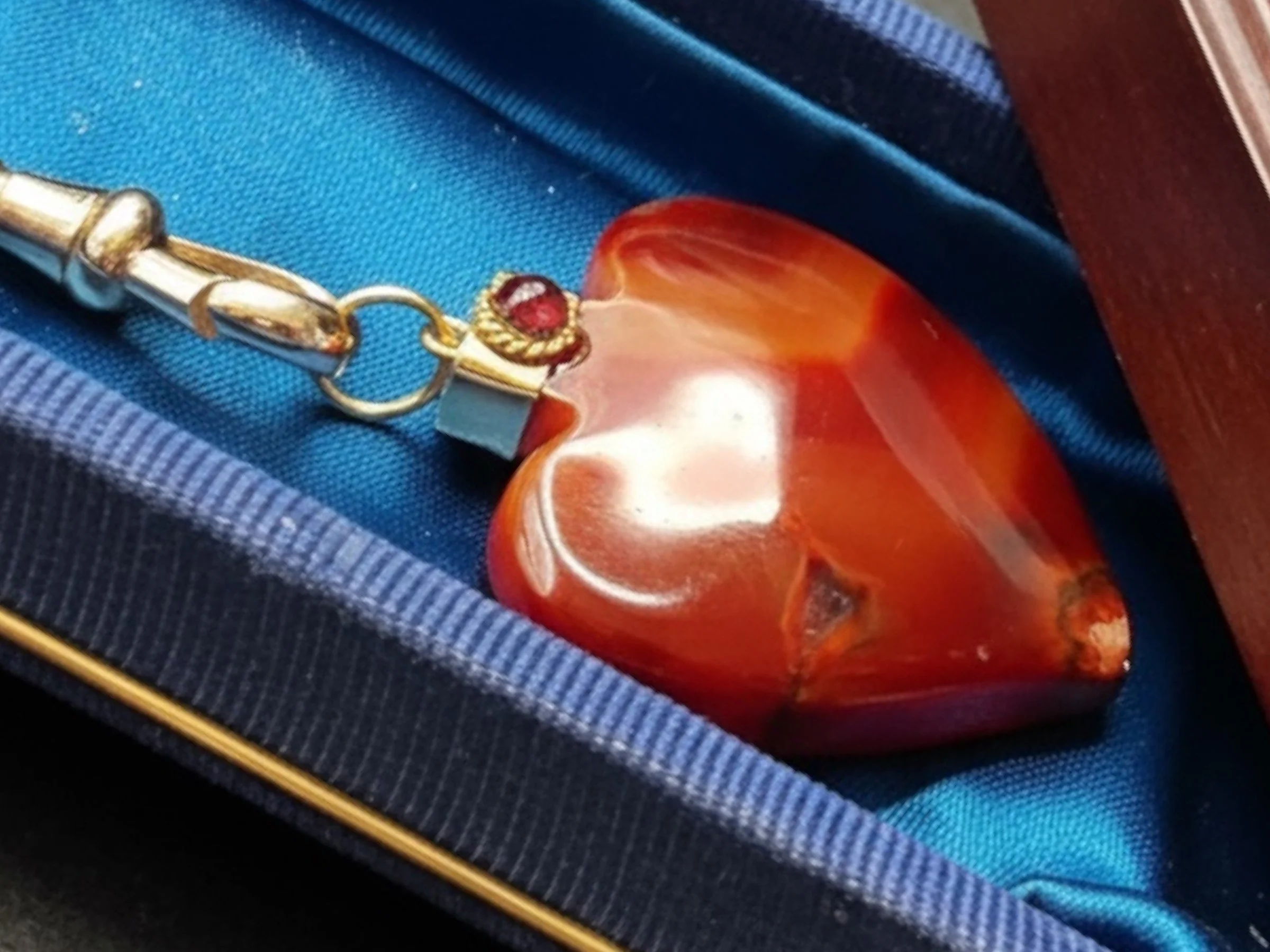 Victorian Heart Carnelian Pendant OLD RUBY LUCK