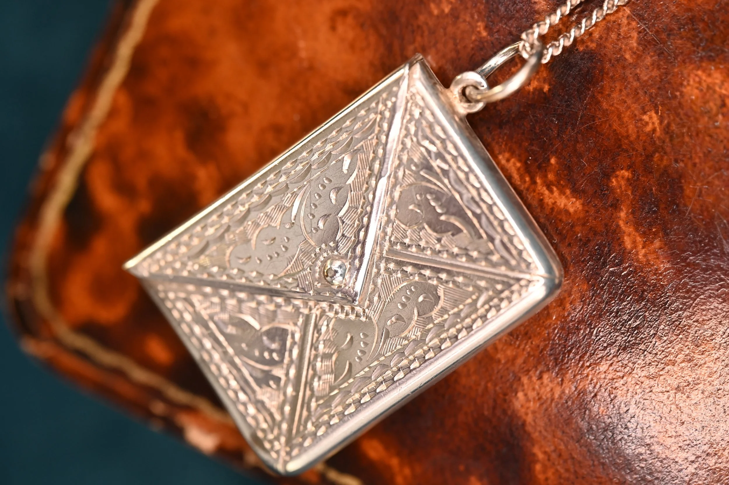 Novelty Charm Envelope Pendant Victorian Silver