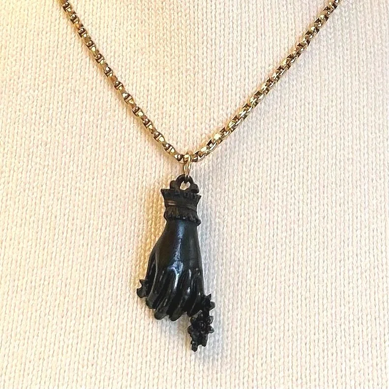 Whitby Jet Hand Charm Antique