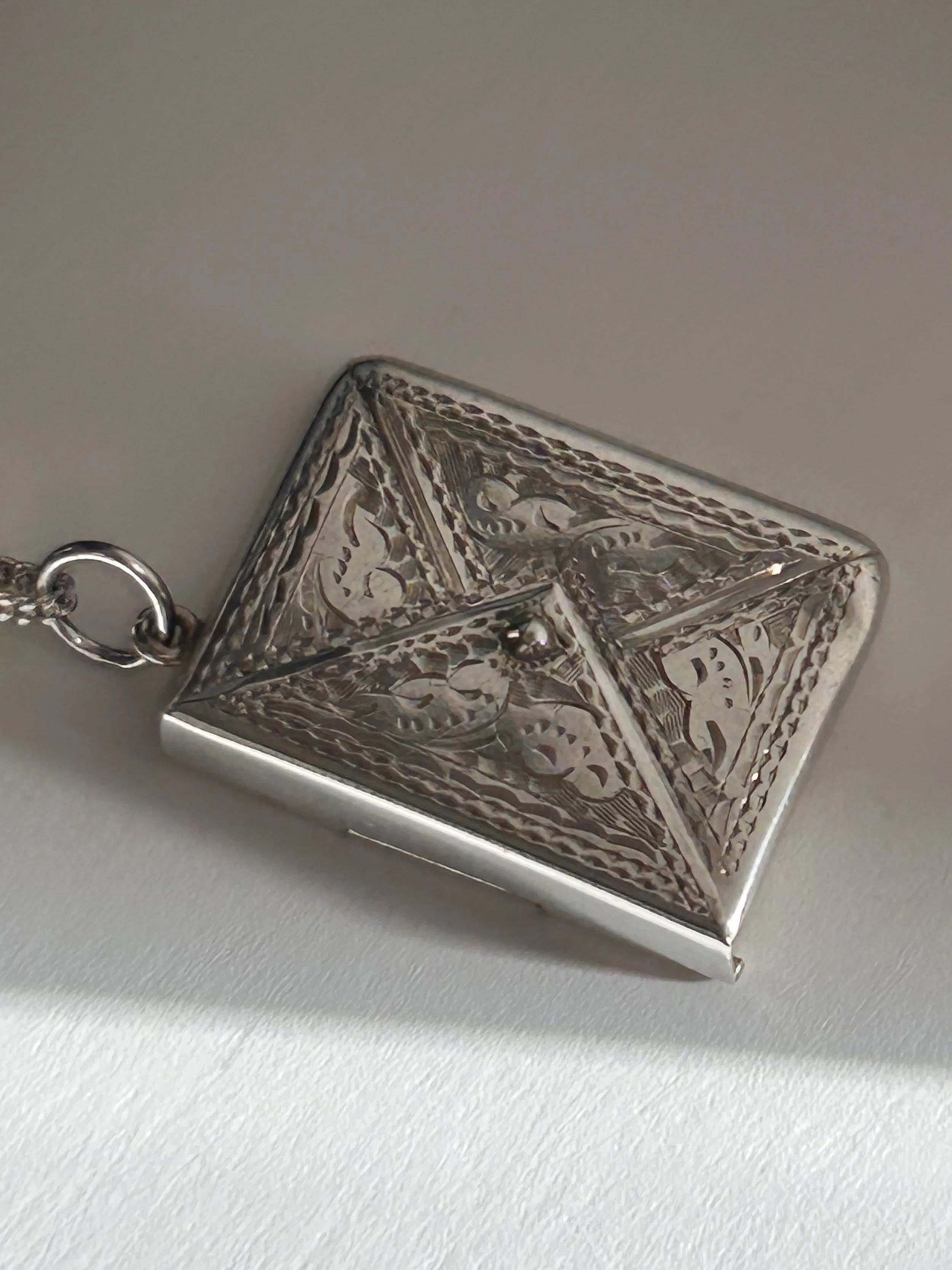 Novelty Charm Envelope Pendant Silver Antique