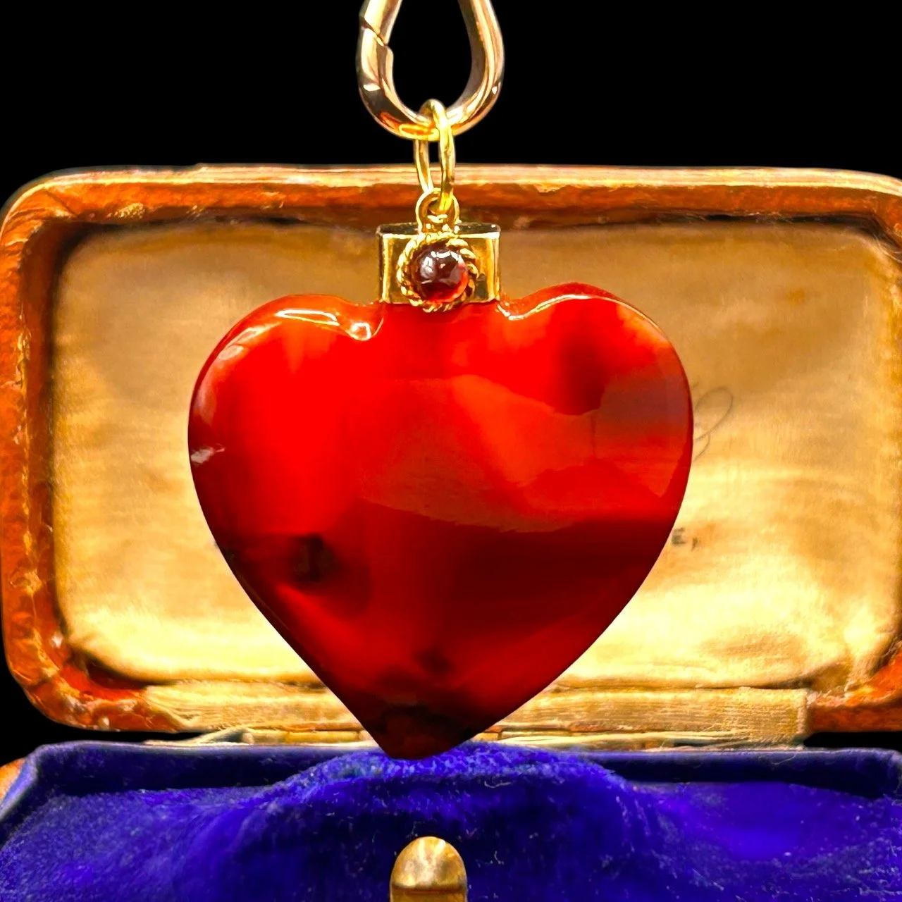 Victorian Heart Carnelian Pendant OLD RUBY LUCK