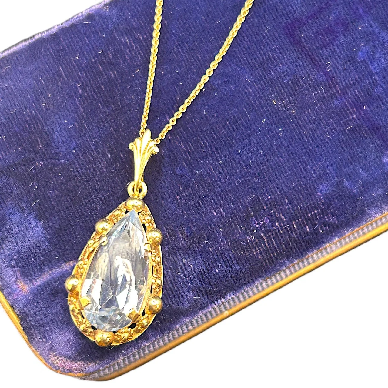 aquamarine vintage necklace 14ct