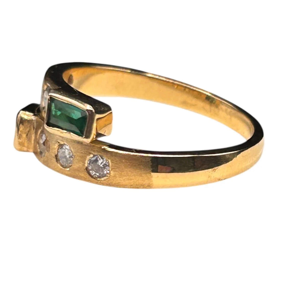 Vintage Diamond Green Garnet Ring 18ct Gold - OLD RUBY LUCK