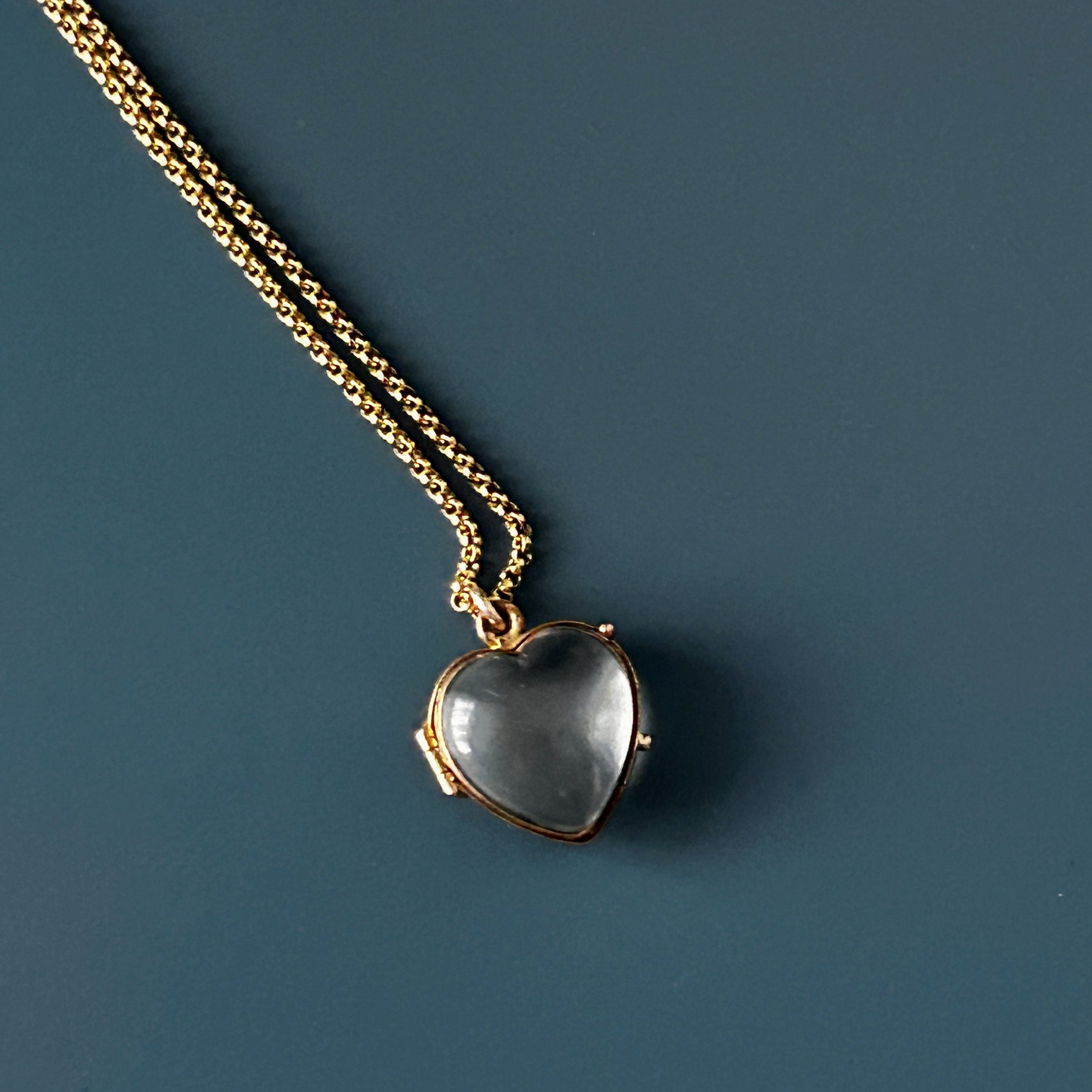 Pool of Light Rock Crystal Heart Locket 9ct Gold