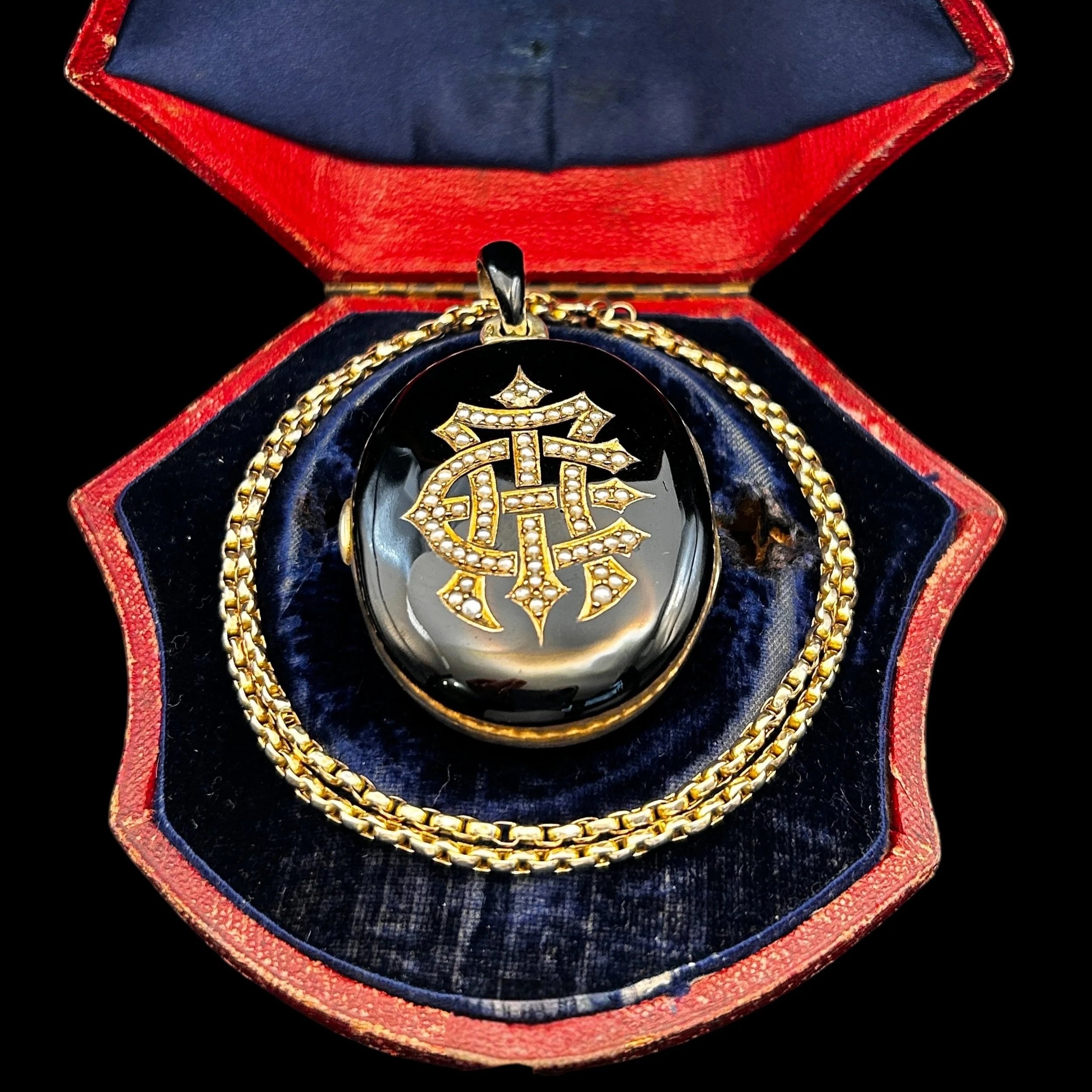 Victorian Black Enamel Mourning Locket