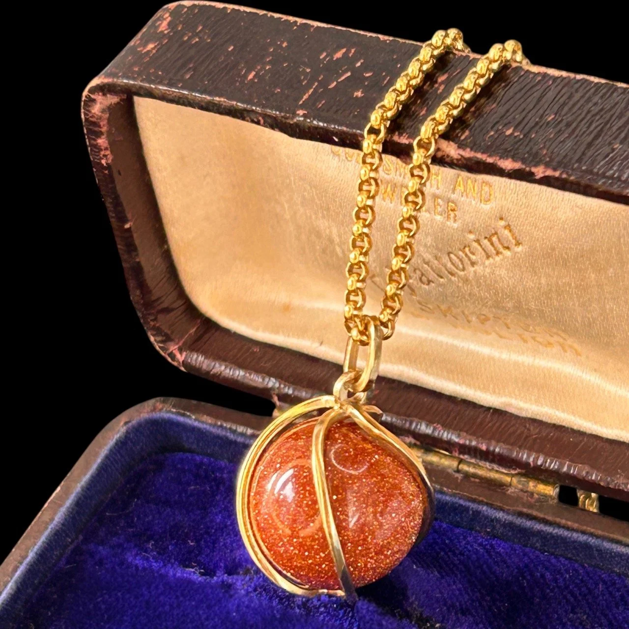 VINTAGE-GOLDSTONE-UNIQUE-JEWELLERY-14CT-GOLD