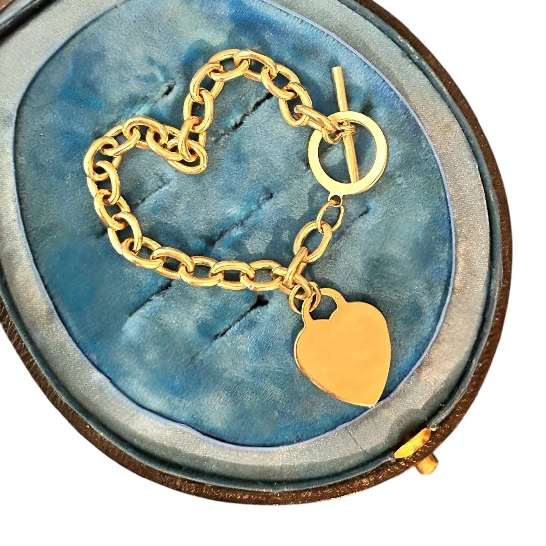 Vintage 9ct Gold Chunky Cable Bracelet with Heart Charm - 27g