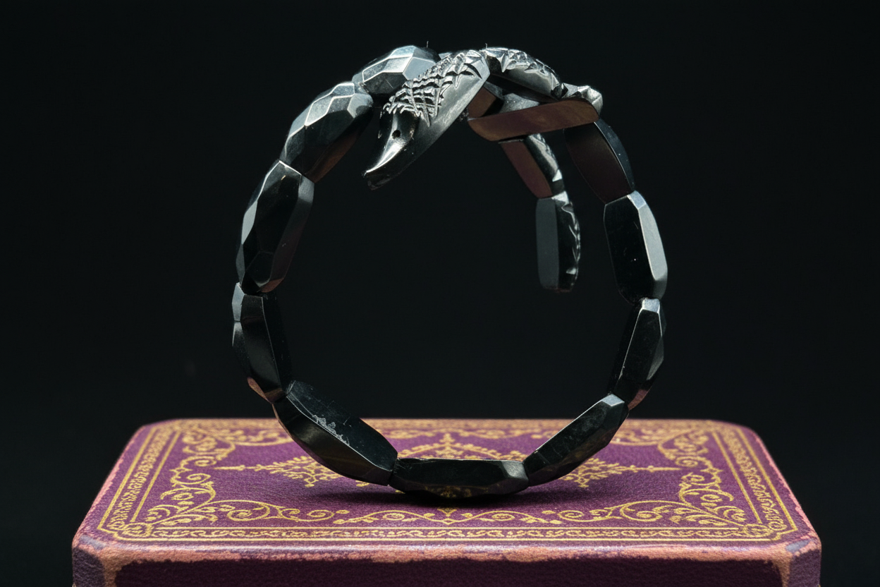 Victorian Whitby Jet Snake Bracelet