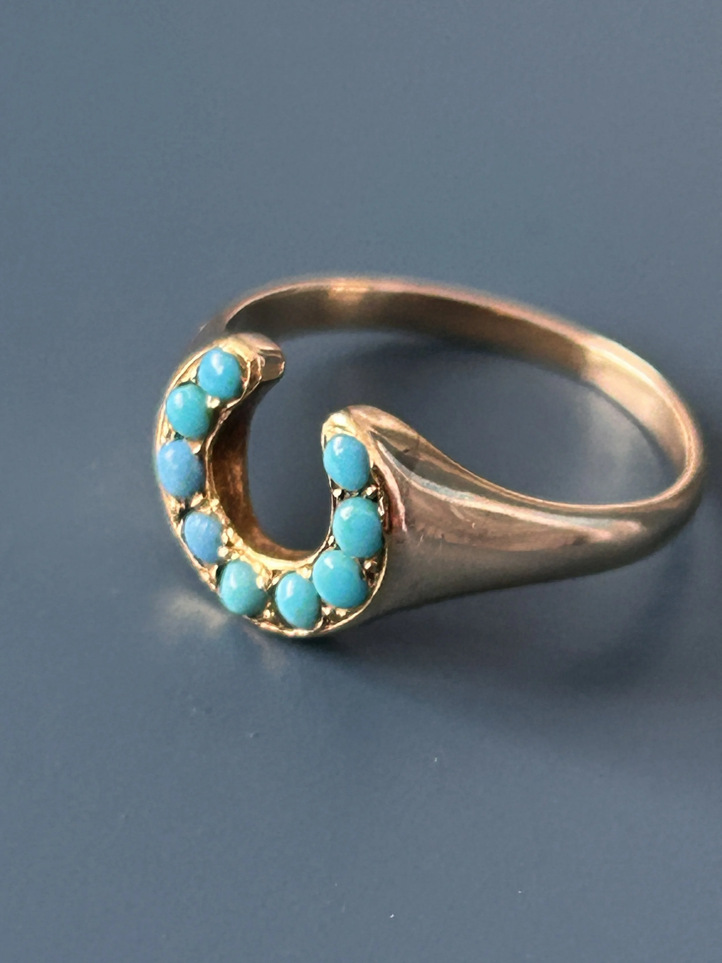 Victorian Horse shoe lucky ring 15ct gold - OLD RUBY LUCK