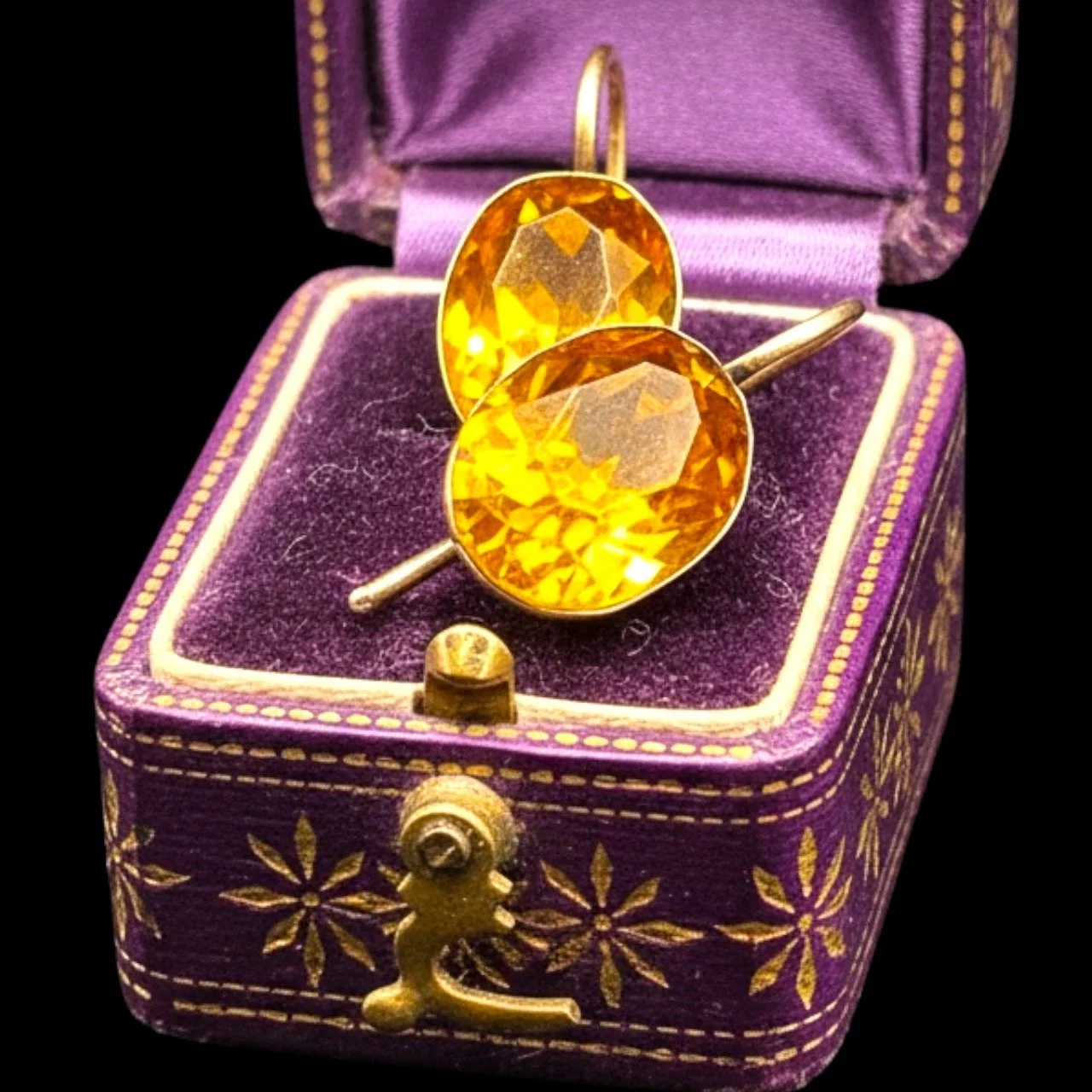 Antique paste earrings 9ct Gold