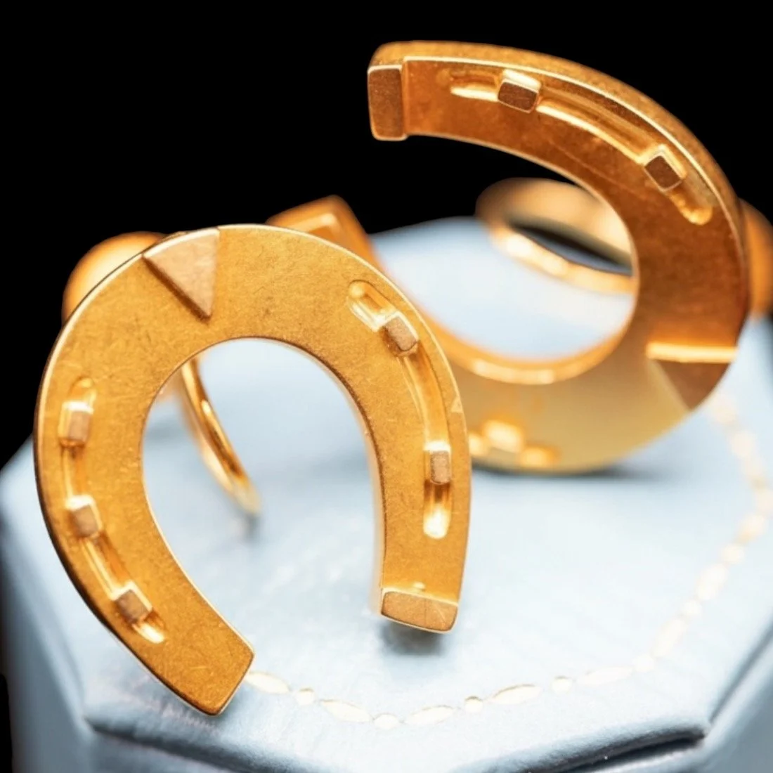 Victorian 9ct Gold Chunky Horseshoe Screw on Earrings