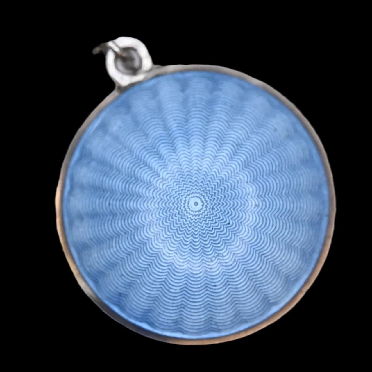 French antique silver compact pendant Old Ruby Luck