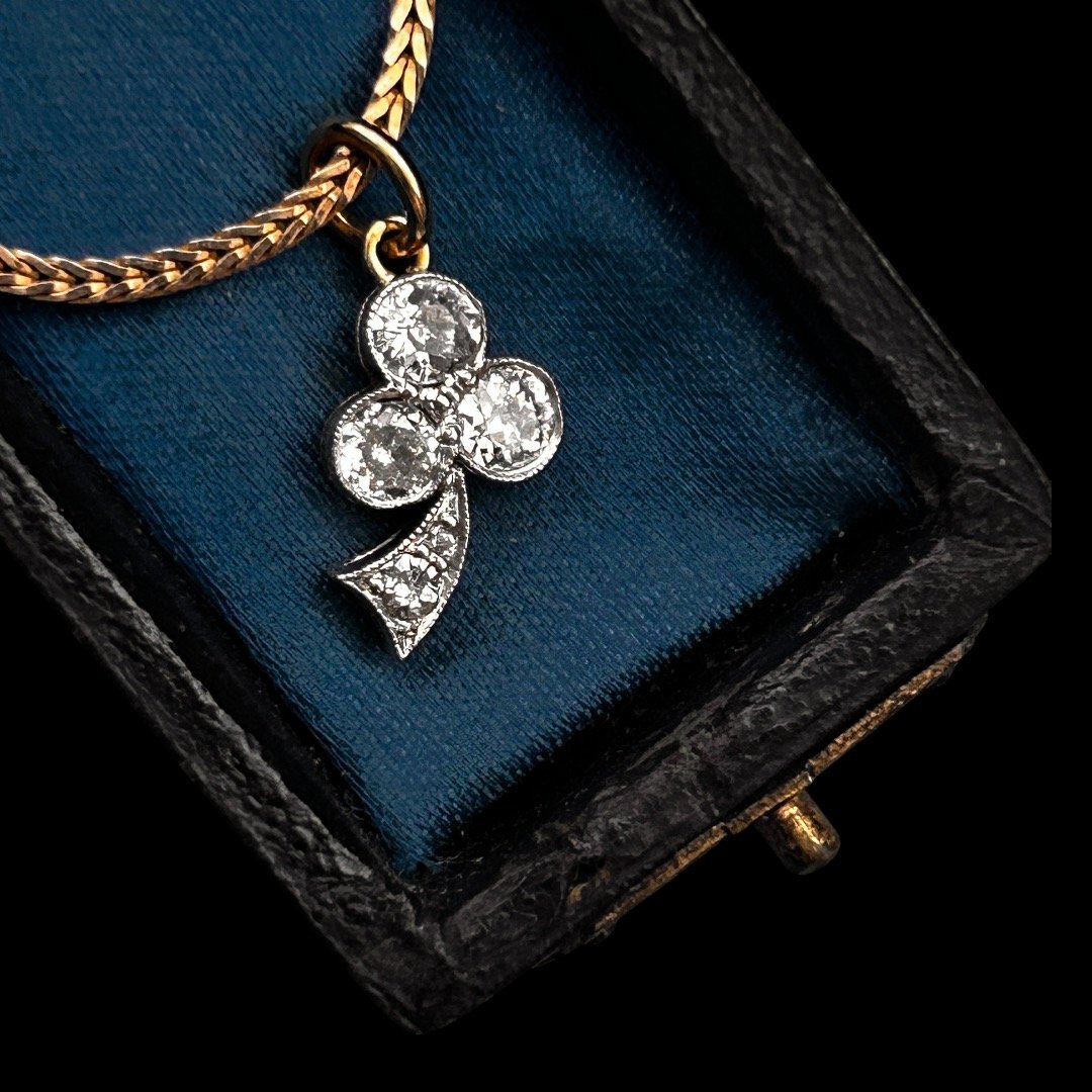 Edwardian 18ct & Platinum Diamond Club Charm