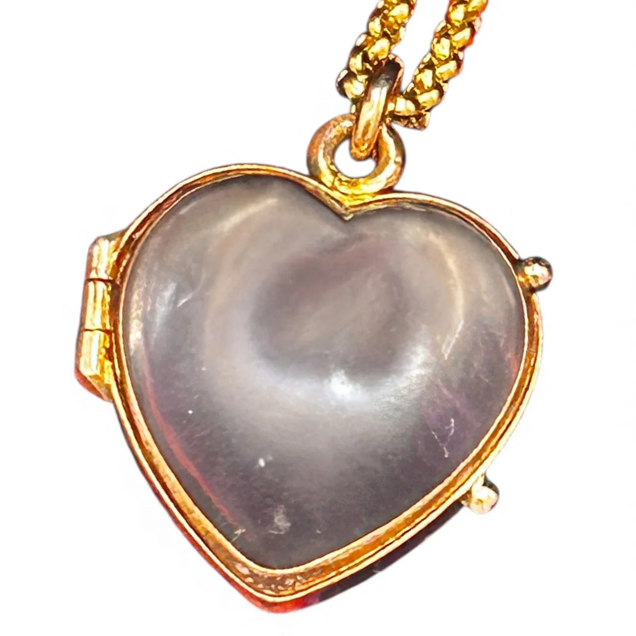 Pool of Light Rock Crystal Heart Locket 9ct Gold  OLD RUBY LUCK