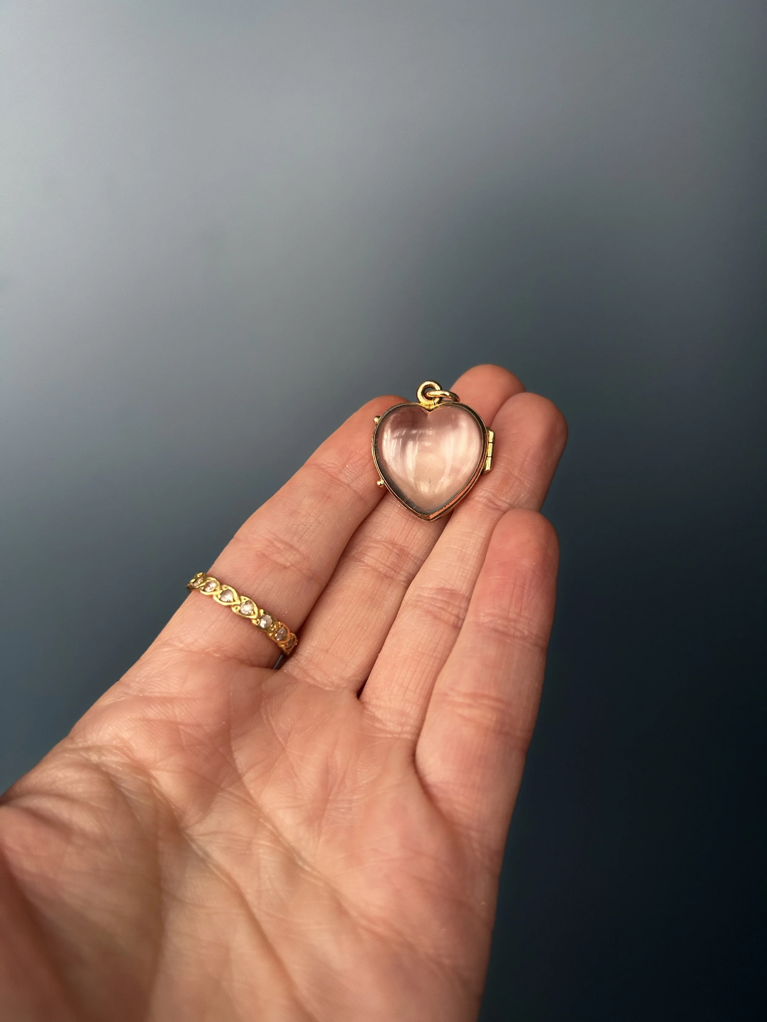 Pool of Light Rock Crystal Heart Locket 9ct Gold