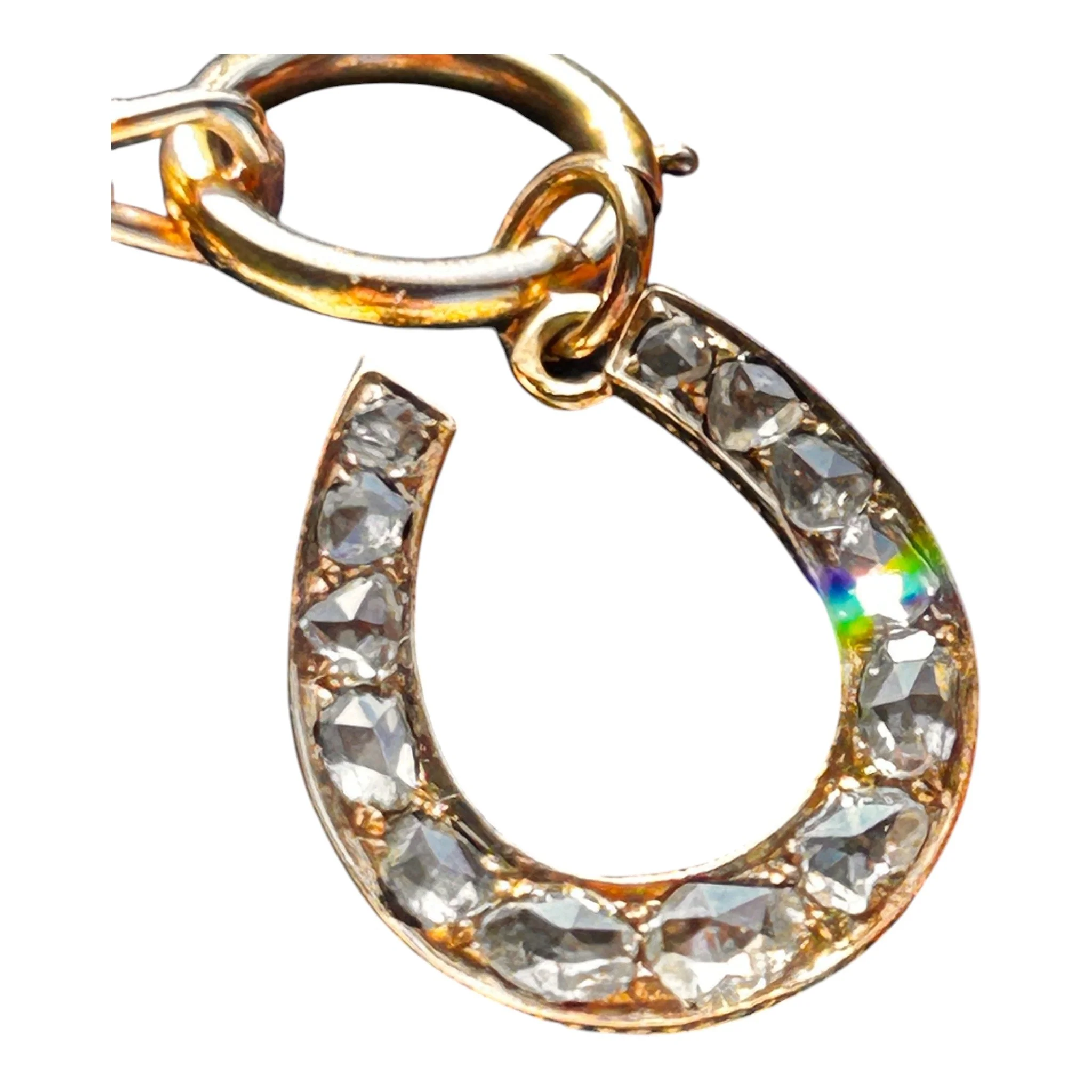 Victorian Rose Cut Diamond Horseshoe Pendant