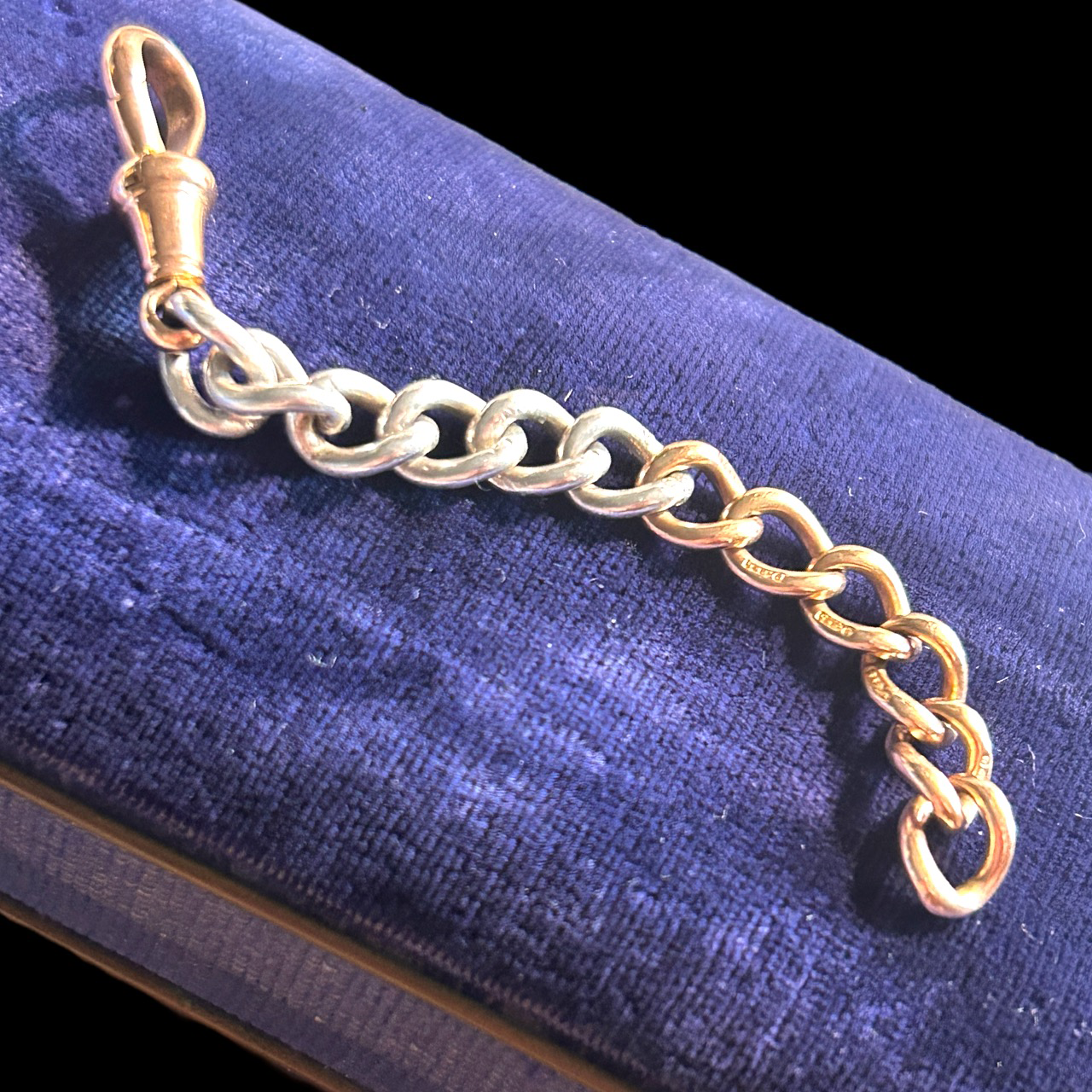 Antique 9ct Gold & Sterling Silver Chain Extender with Dog Clip - Mixed Metal Necklace Connector