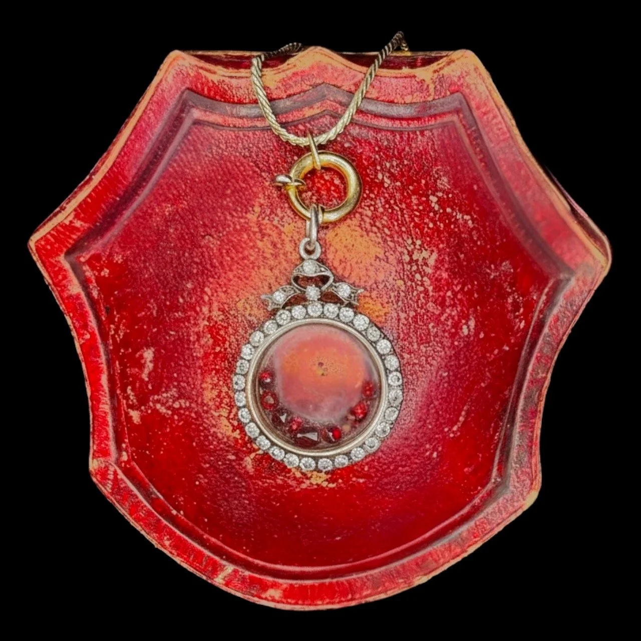 Edwardian Silver Paste Locket with Loose Garnets