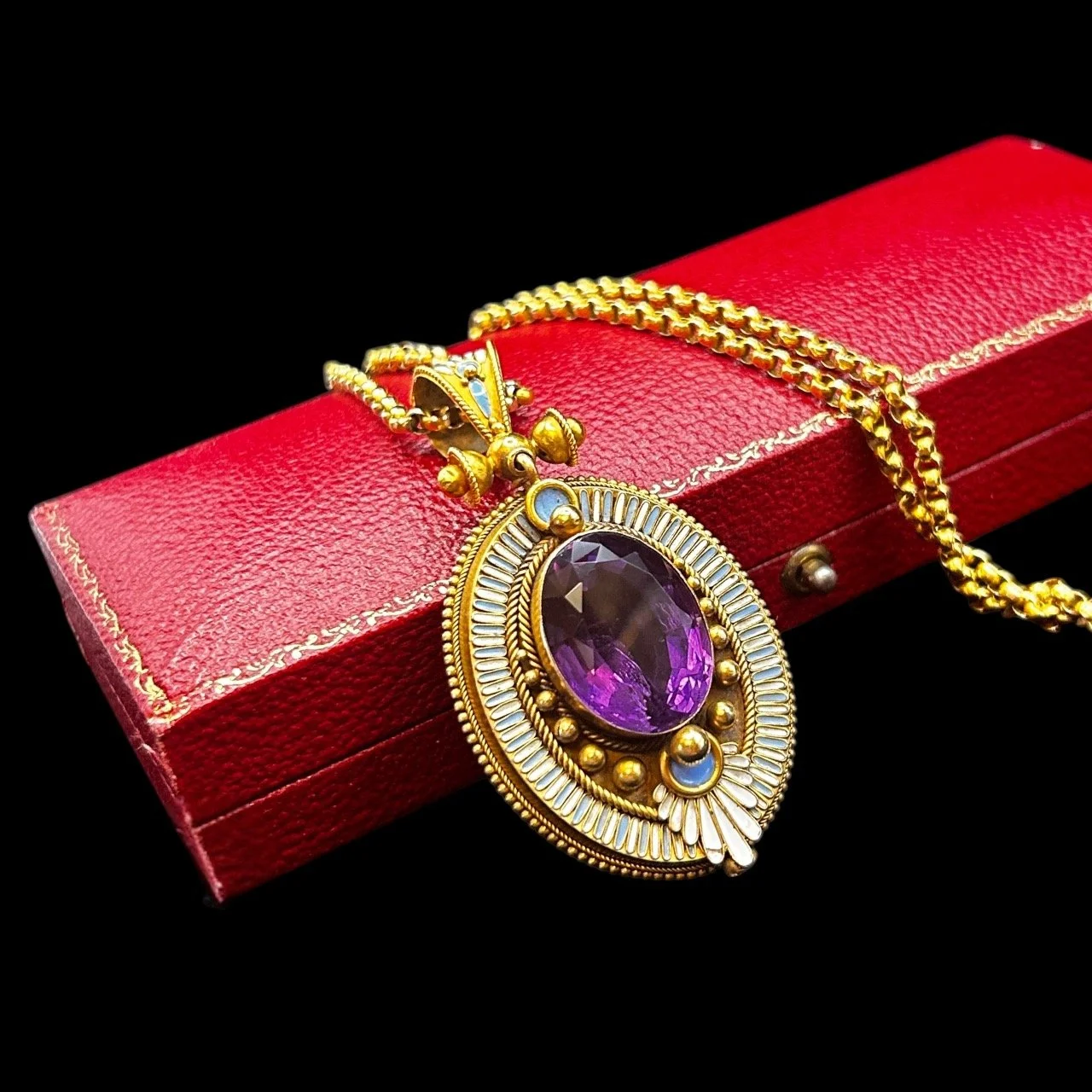 Victorian  Amethyst Pendant Necklace 9ct Gold