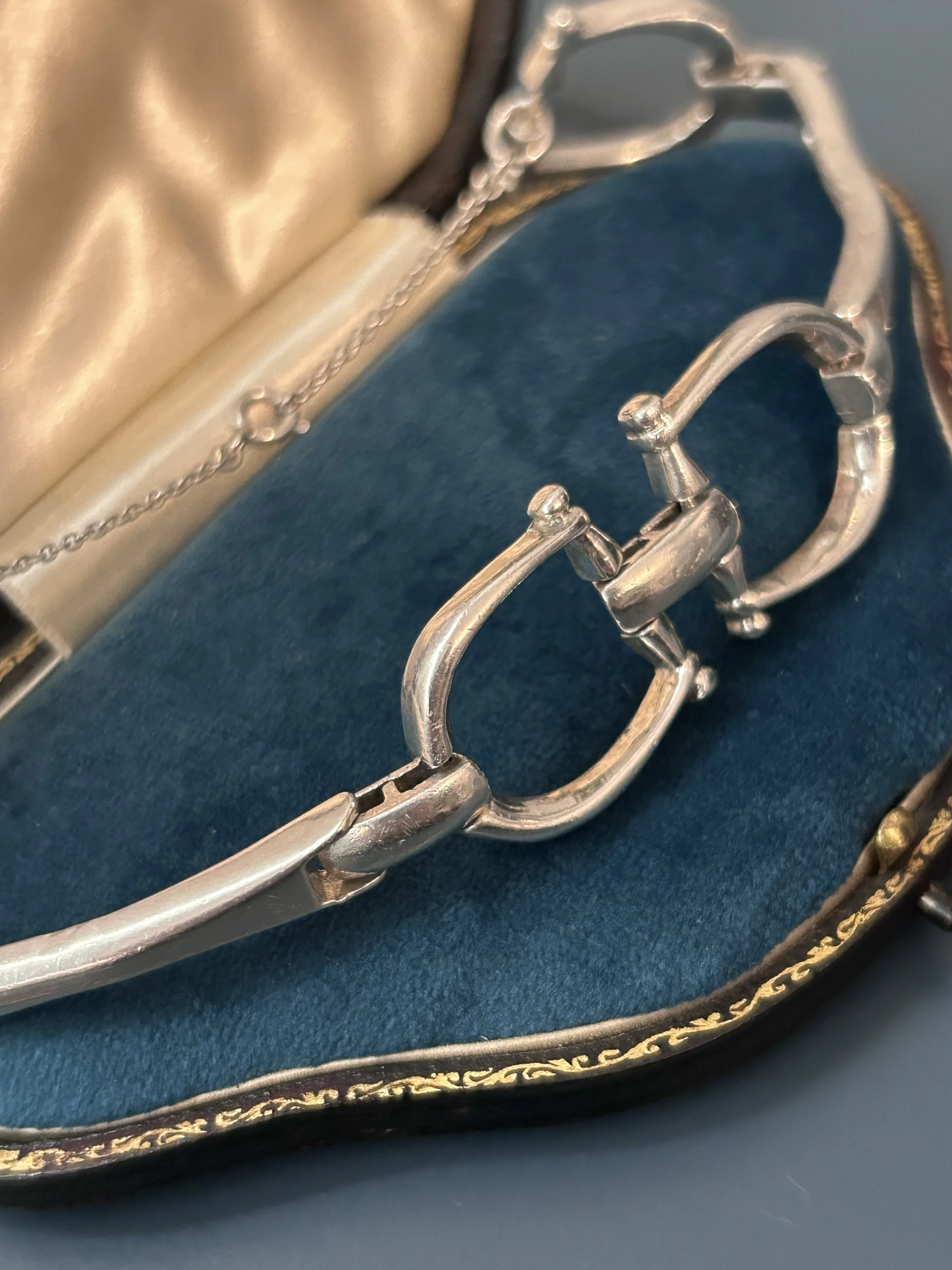 vintage silver snaffle bit bracelet OLD RUBY LUCK