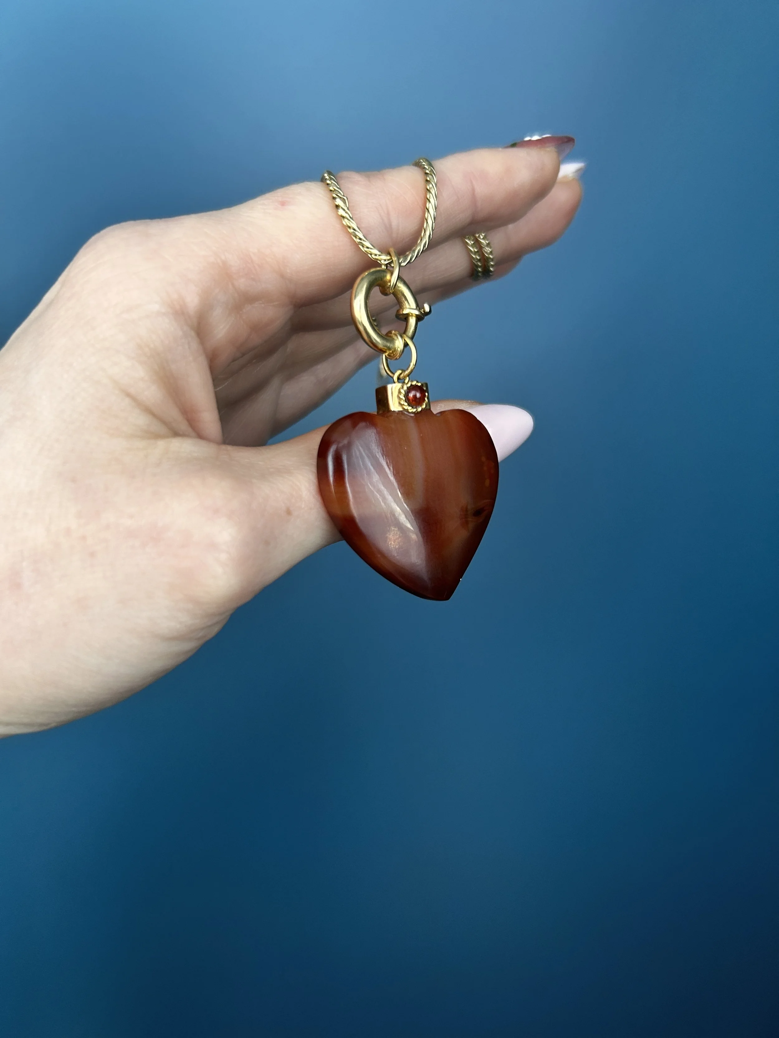 Victorian Heart Carnelian Pendant OLD RUBY LUCK