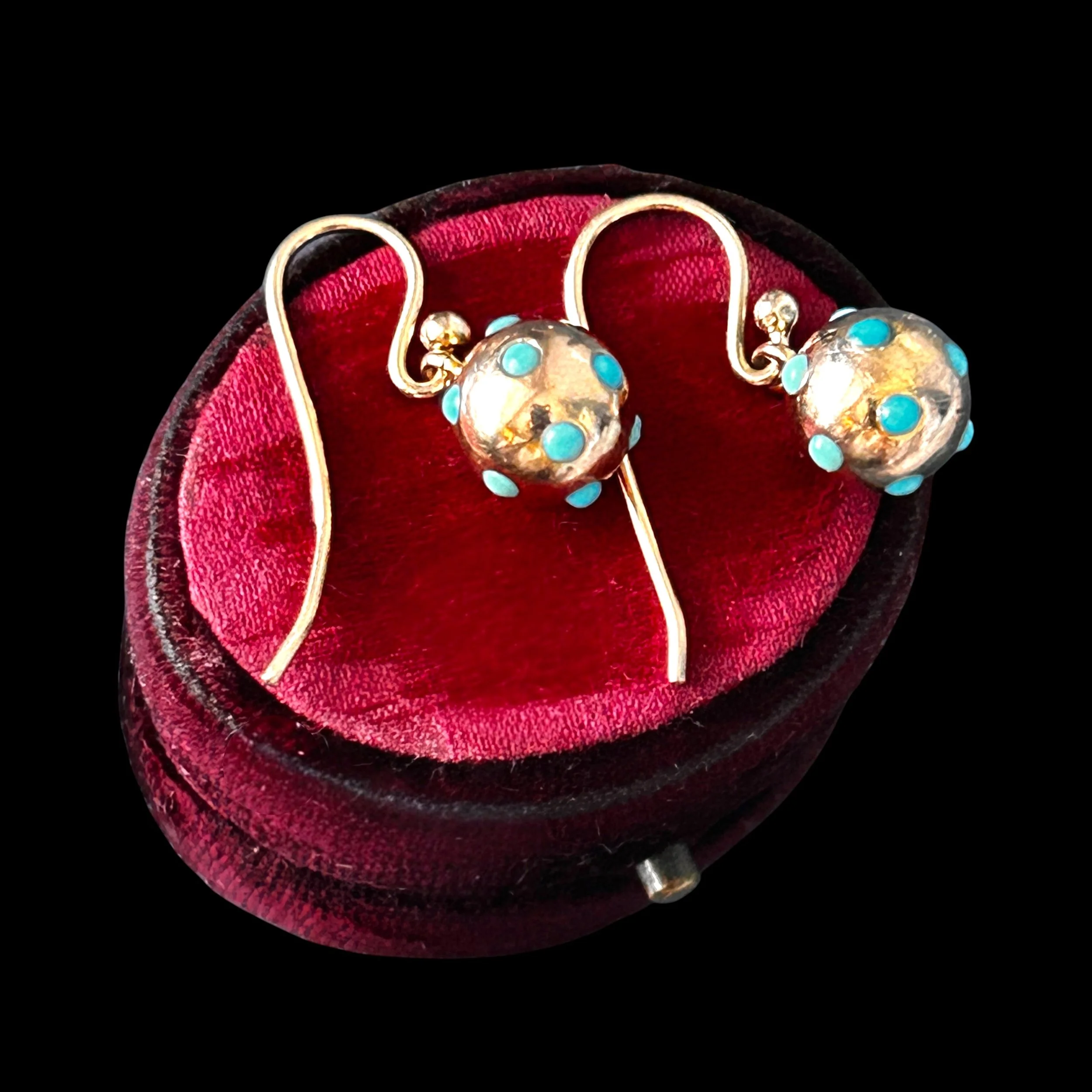 Antique Gold & Turquoise Orb Earrings