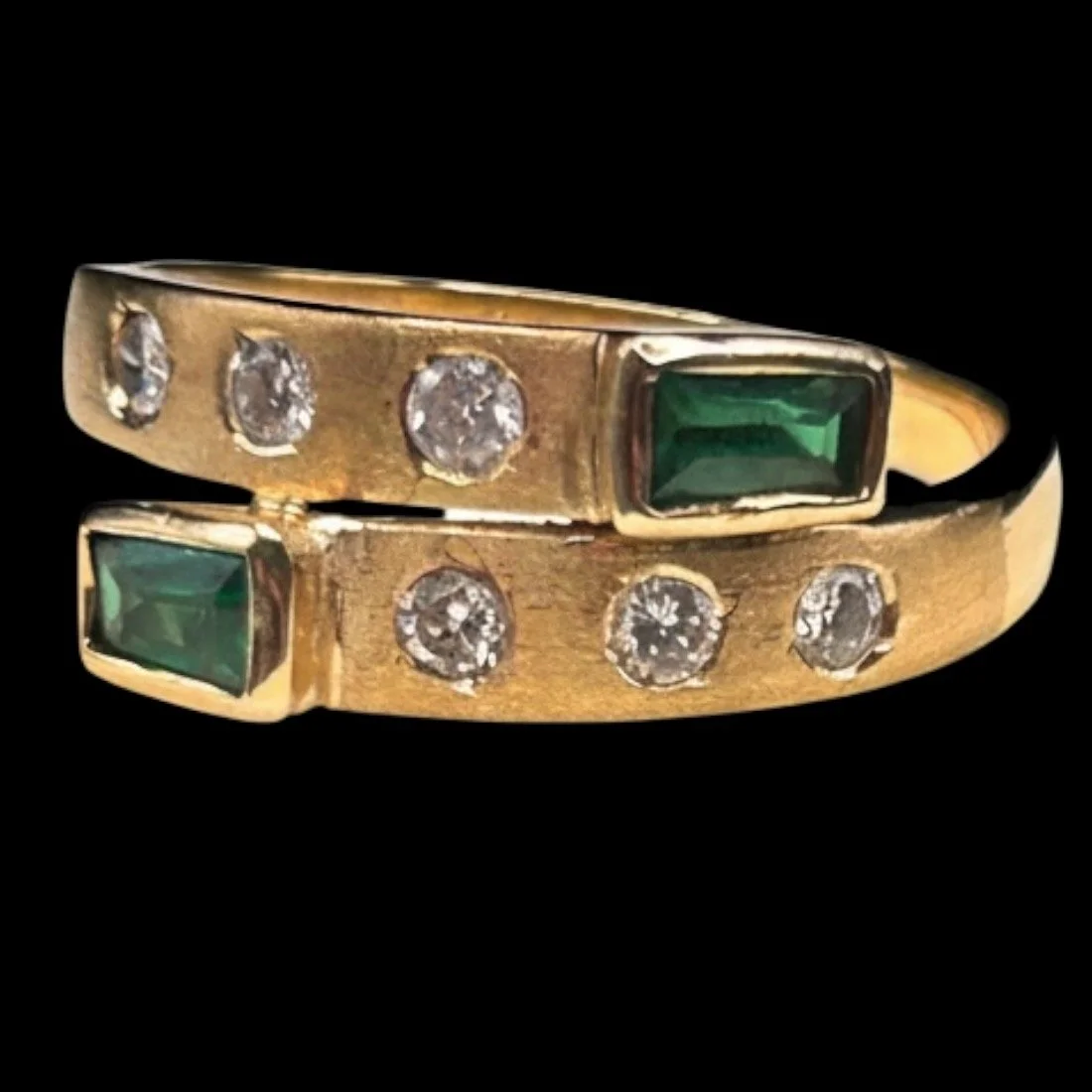 Vintage Diamond Green Garnet Ring 18ct Gold - OLD RUBY LUCK