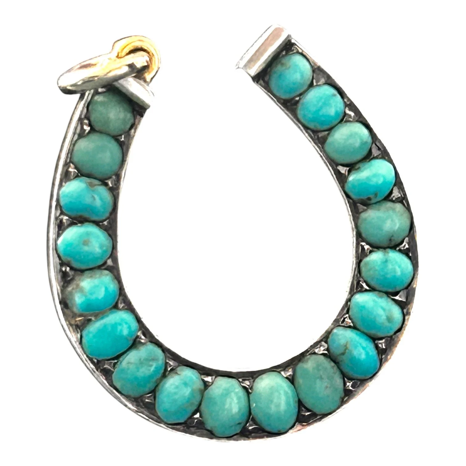 Antique Natural Turquoise Jumbo Lucky Horseshoe Pendant