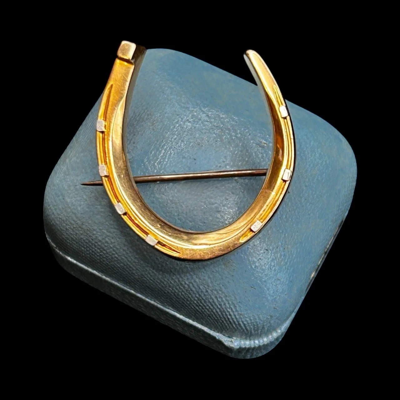 Antique 15ct Gold and Platinum Large Horseshoe Brooch