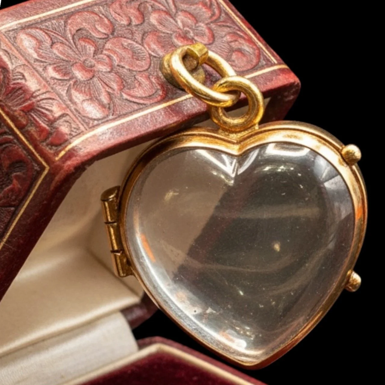 Victorian Pool of Light Rock Crystal Heart Locket 9ct Gold