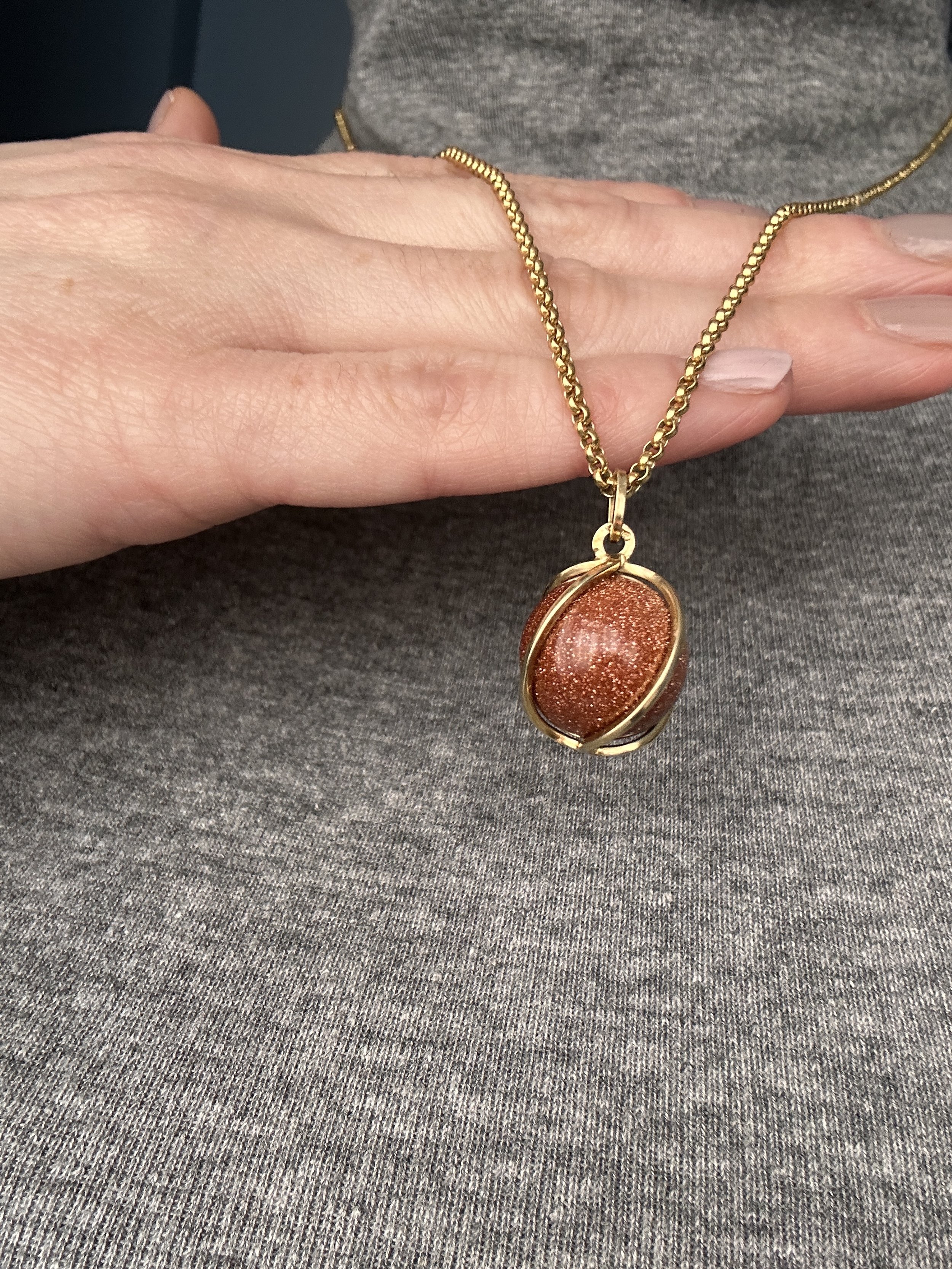 14CT-VINTAGE-JEWELRY-ORB-GOLDSTONE