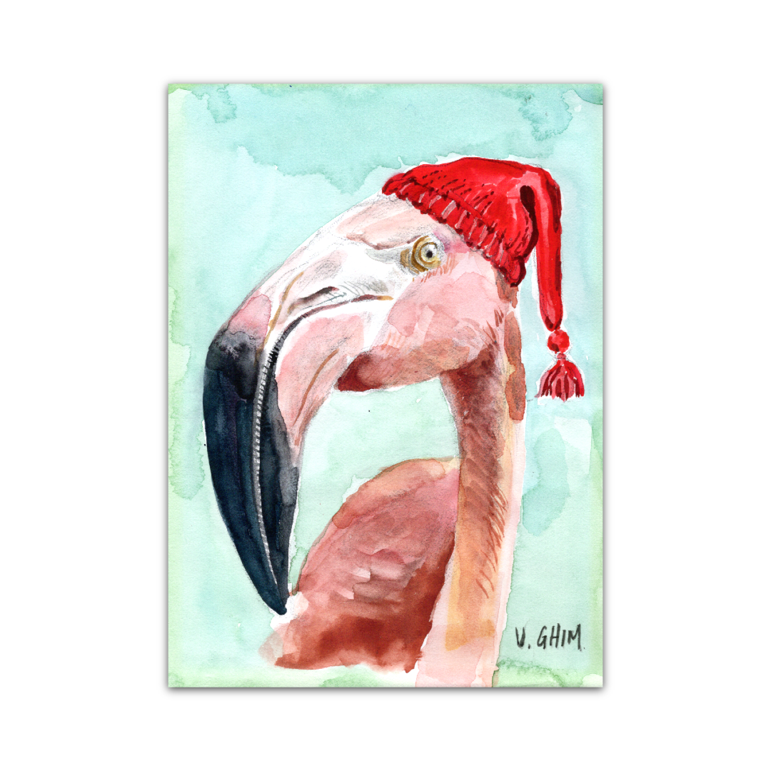 Flamingo in a Red Sleep Hat