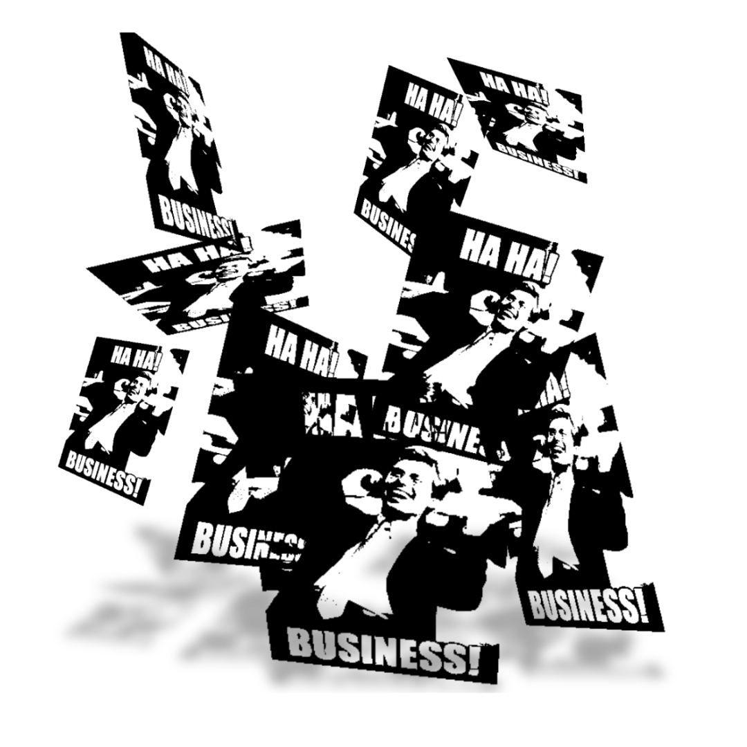 Dark image with faint outlines of devil and angel characters with text that says 'Evil or Good'.