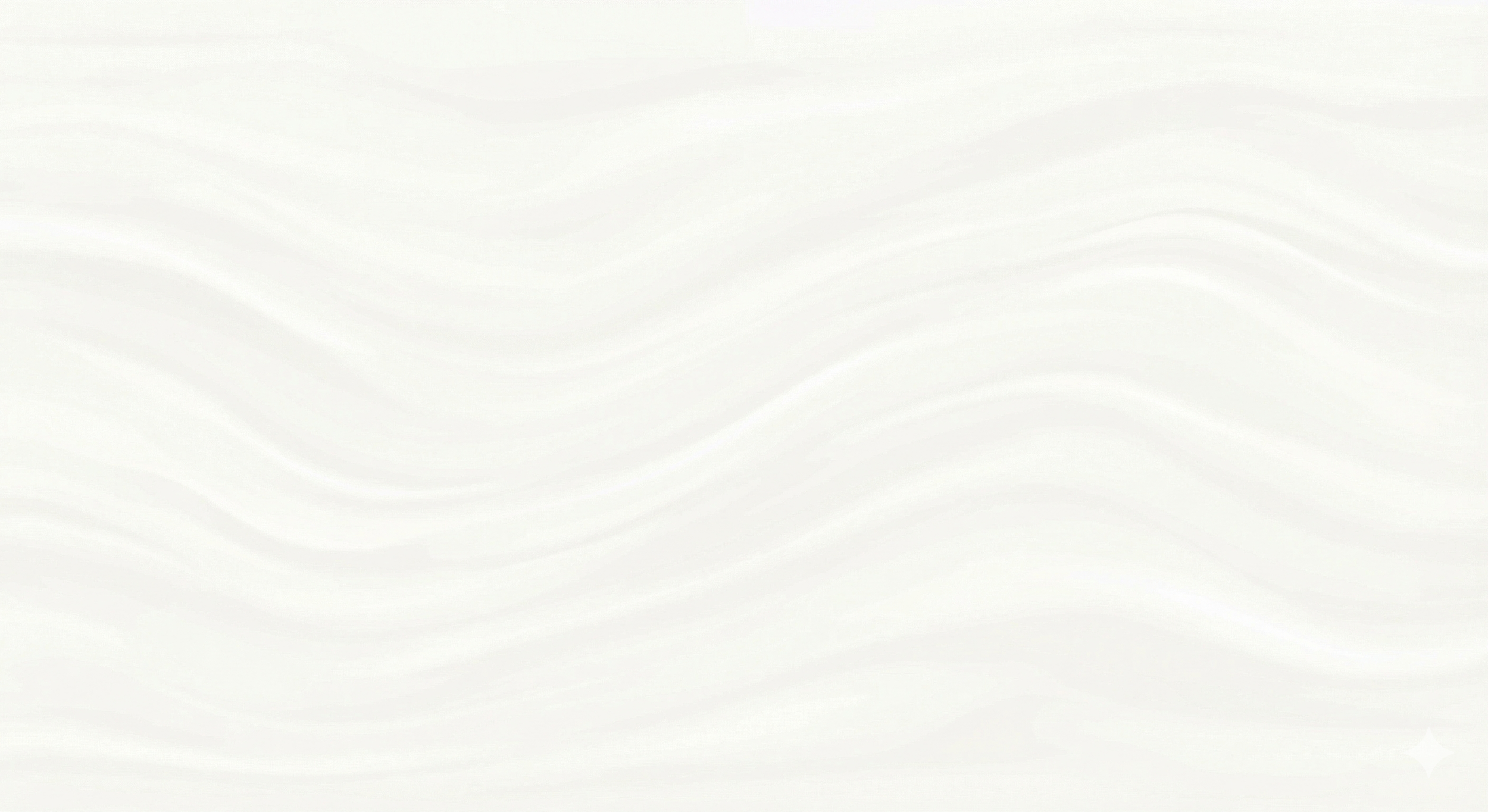 Svakt bølget hvit bakgrunn med subtile lysegrå linjer og små hvite diamanter i hjørnene.