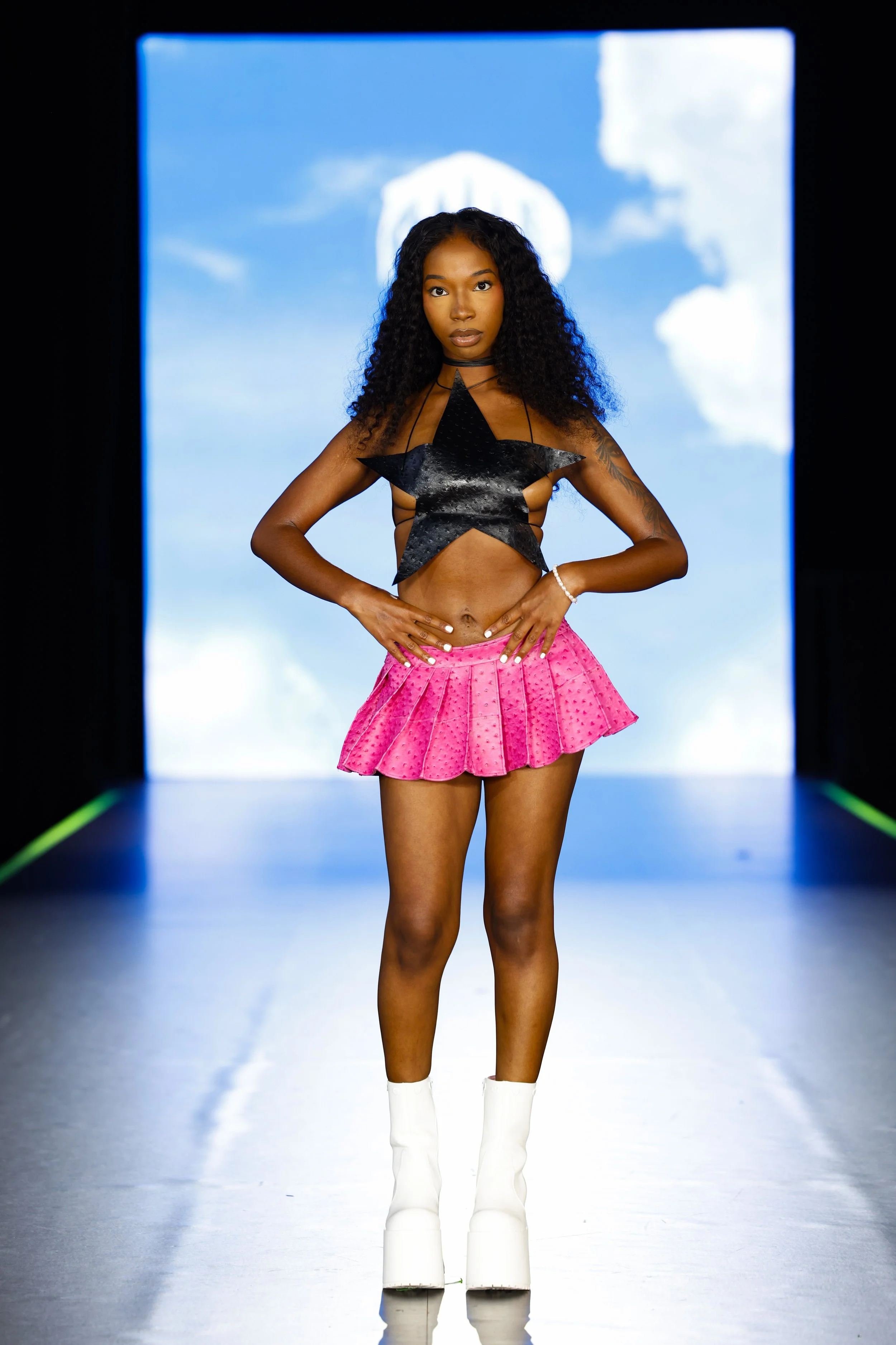 BYTE, The Star Top, Pleated Dragon Skin Skirt.