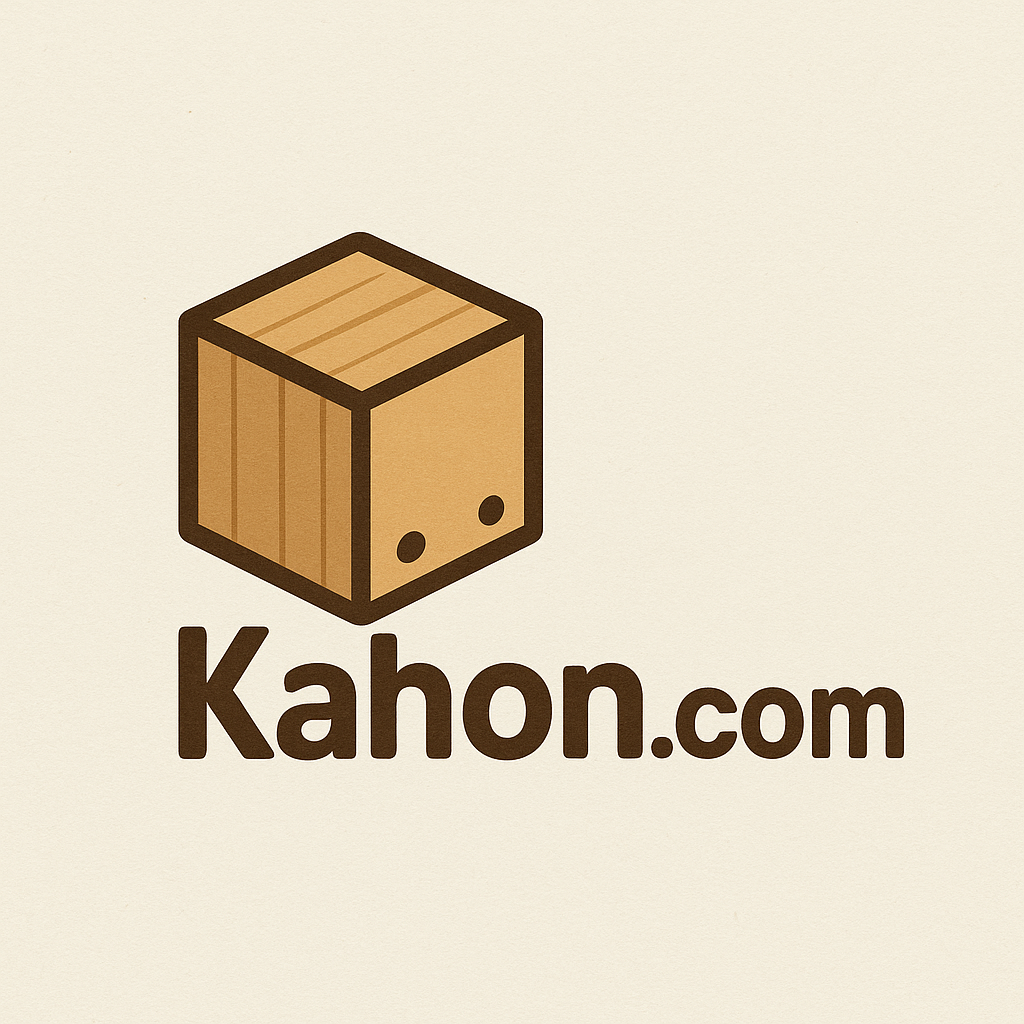 Official Kahon.com logo. A minimalist box design symbolizing eco-friendly, multi-industry packaging solutions for electronics, food, beauty, clothing, and household products.