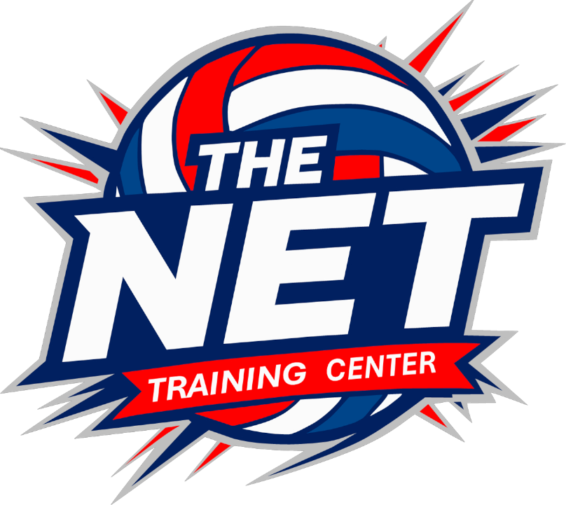Logo for The Net Training Center, featuring a stylized basketball with red, white, and blue colors, and a dynamic background with sharp edges.