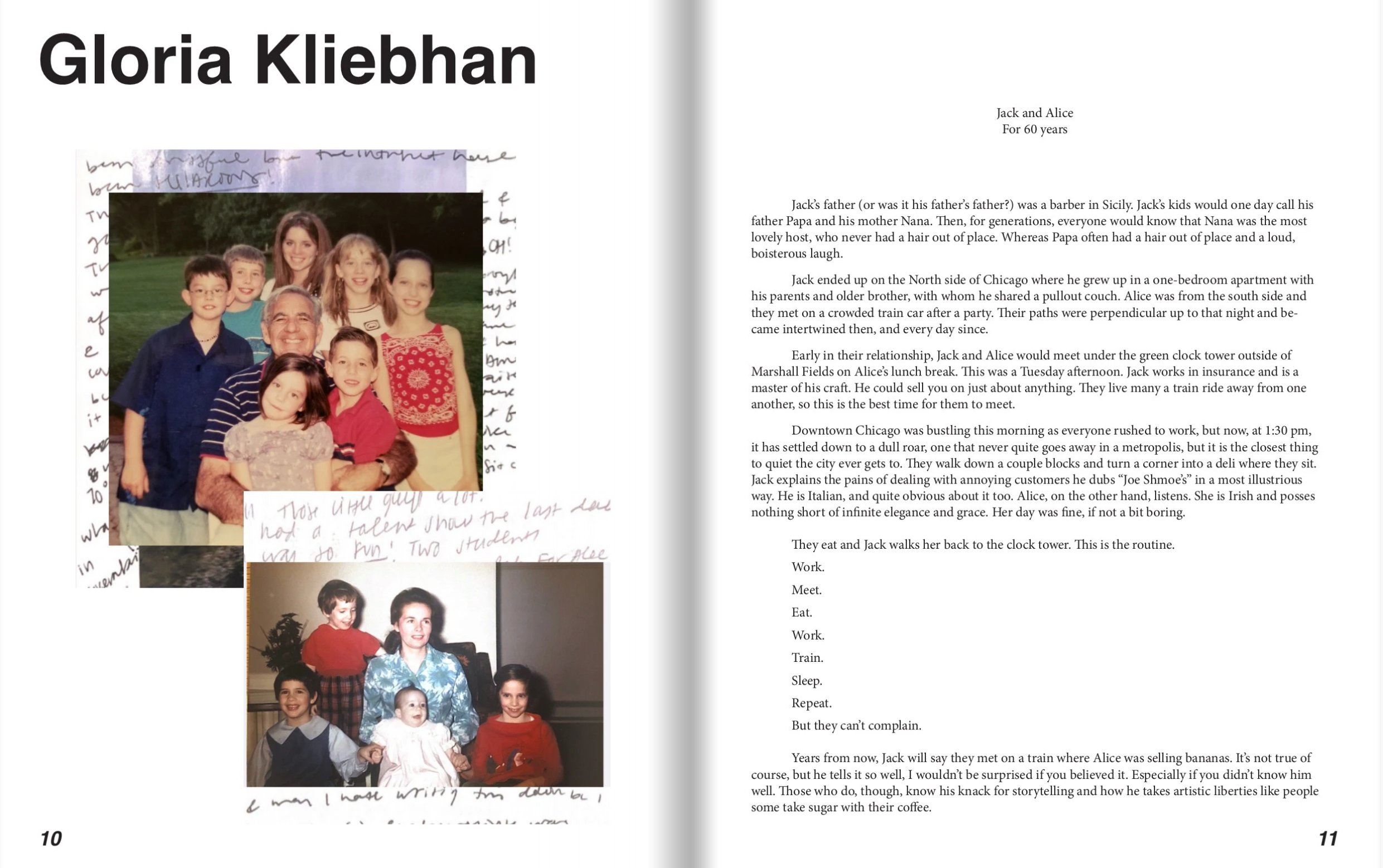 At the end of the year, I’d edit guest essays from past months and compile them into a retrospective issue. Pictured is a lovely essay and collage contributed by my friend Gloria.